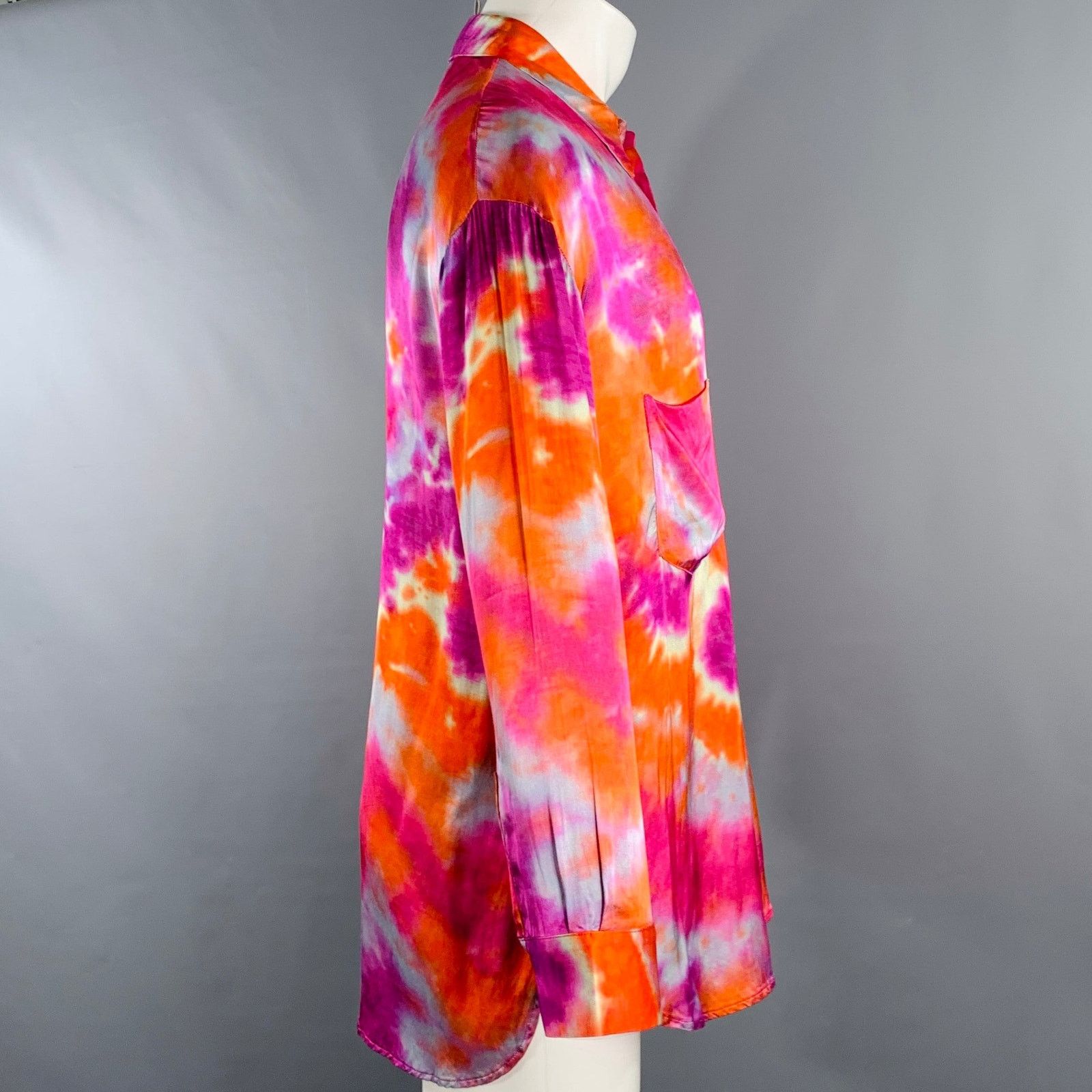 GARCONS INFIDELES GARCONS INFIDELES Purple Orange Tie Dye Viscose Long Sleeve Size US XS / EU 42 / 0 - 2 Thumbnail