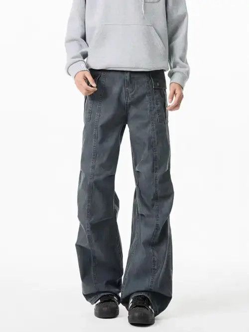 Jean Aged Grey Workwear Pleated Casual Pants Size US 32 / EU 48 - 5 Thumbnail