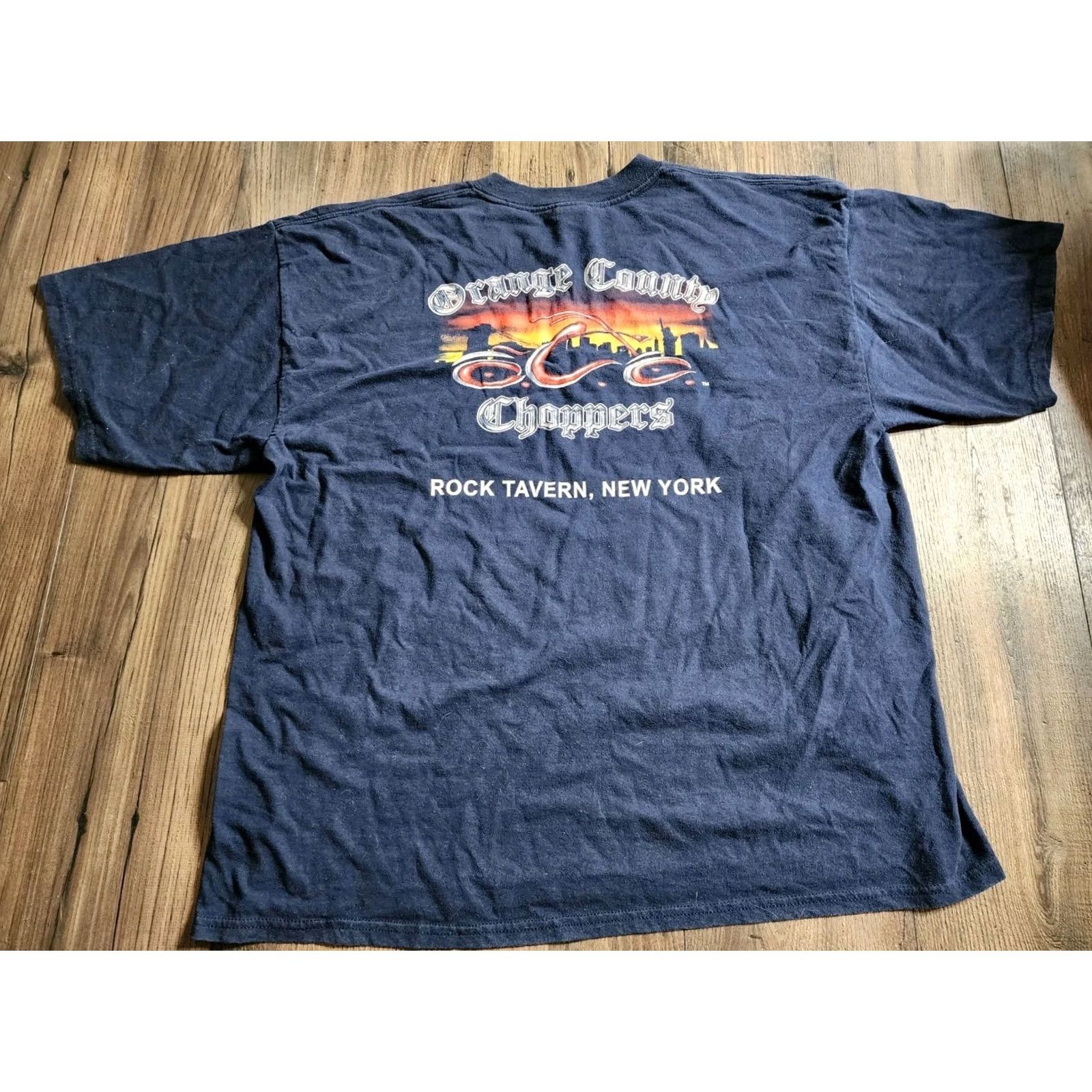 Doublet VINTAGE Choppers T-Shirt Shirt Mens 2XL Blue Distressed Cotton New York Short Sleeve Crew Neck Size US XXL / EU 58 / 5 - 2 Thumbnail