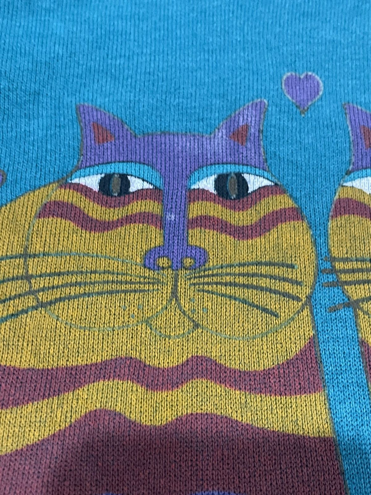 Art Comes First VTG 90s Laurel Burch Feline Friends Cats Arts Sweatshirt Size US L / EU 52-54 / 3 - 7 Thumbnail