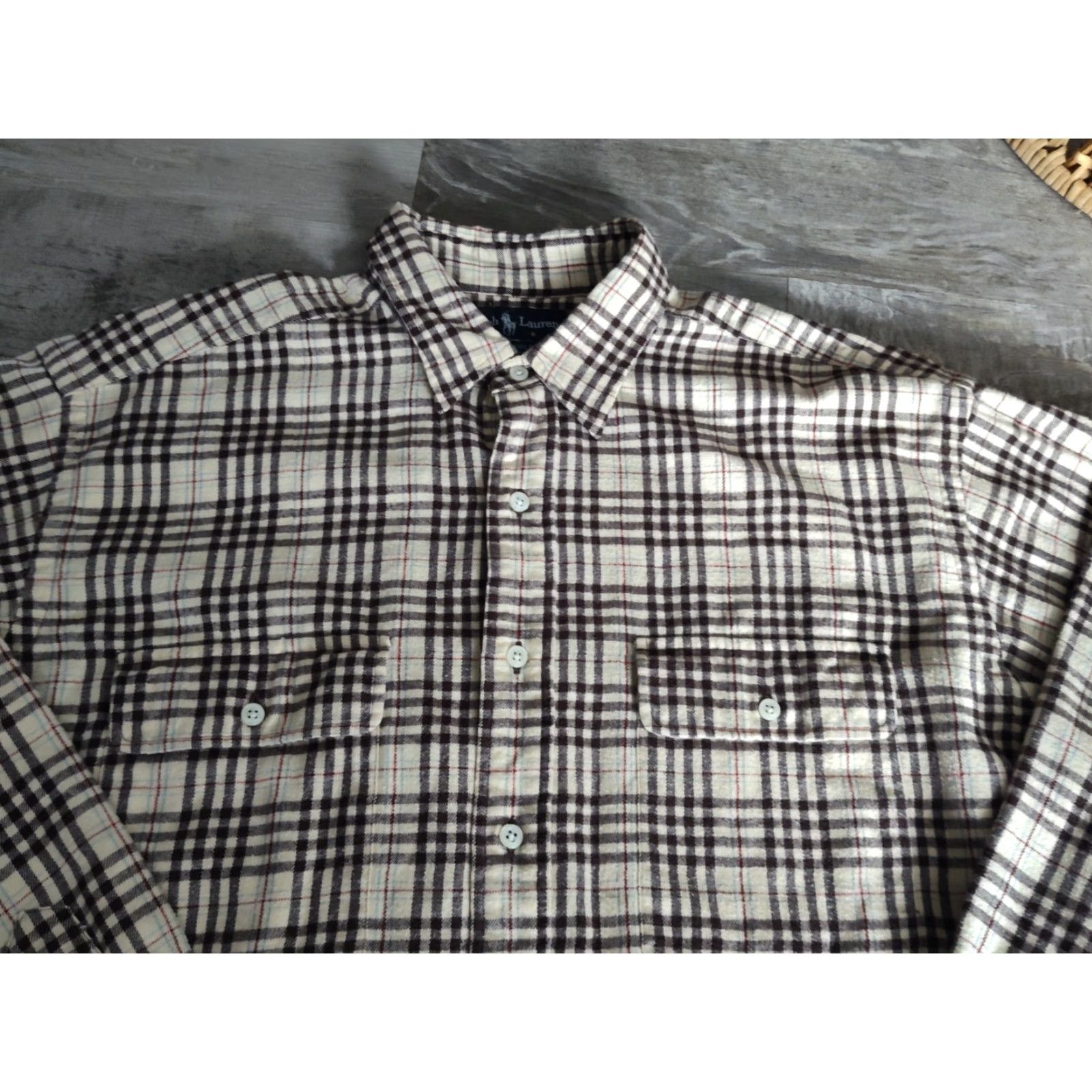 Ralph Lauren Vintage Ralph Lauren Whitfield Flannel Shirt Men’s L Beige Brown Casual Plaid 90s Preppy Size US L / EU 52-54 / 3 - 7 Thumbnail