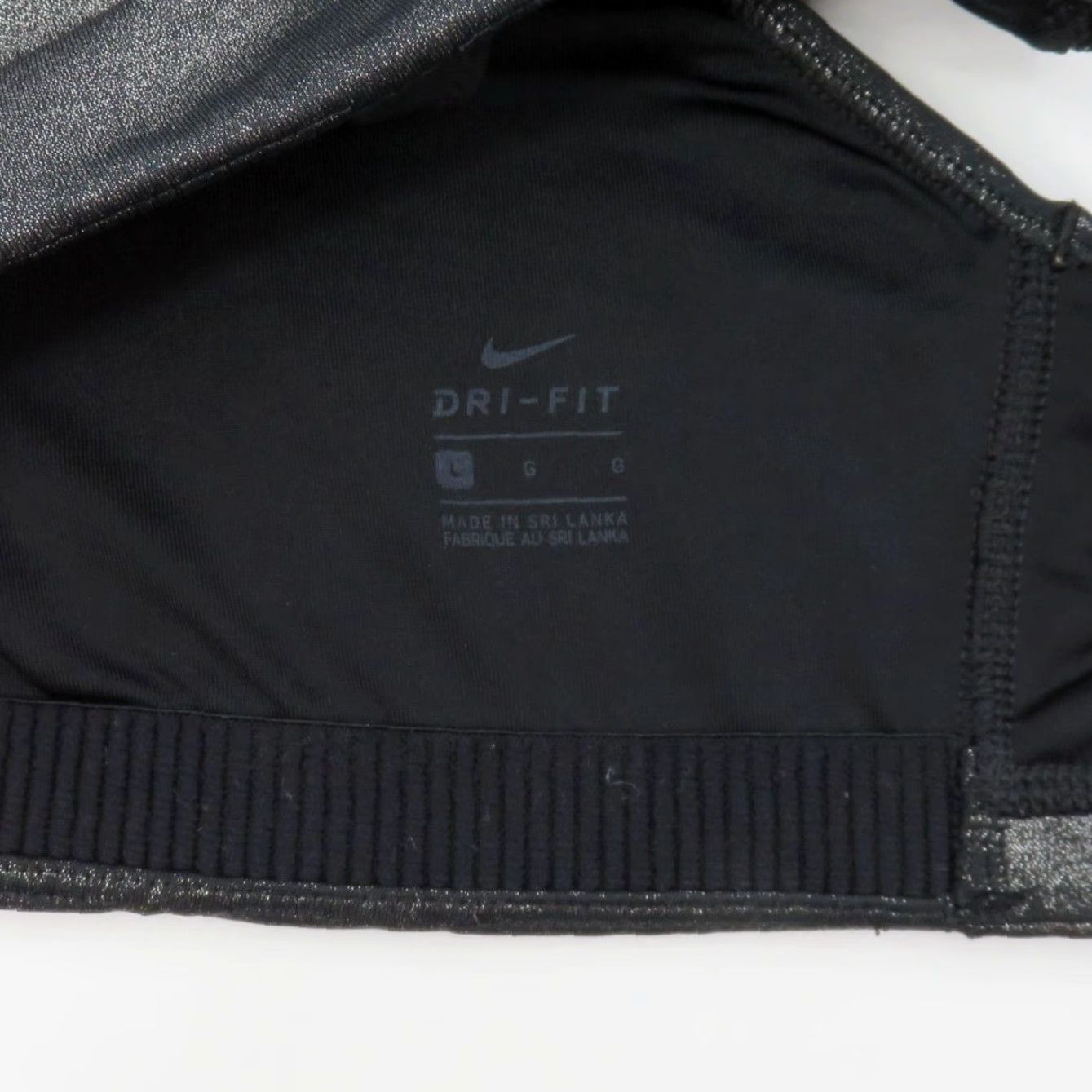 Nike Nike Dri-Fit Sports Bra Women L Black Gray Shimmer Racerback Wireless Nike Dri-FIT Bra L Womens Raceback Pullover Quick-Search Size ONE SIZE - 7 Thumbnail