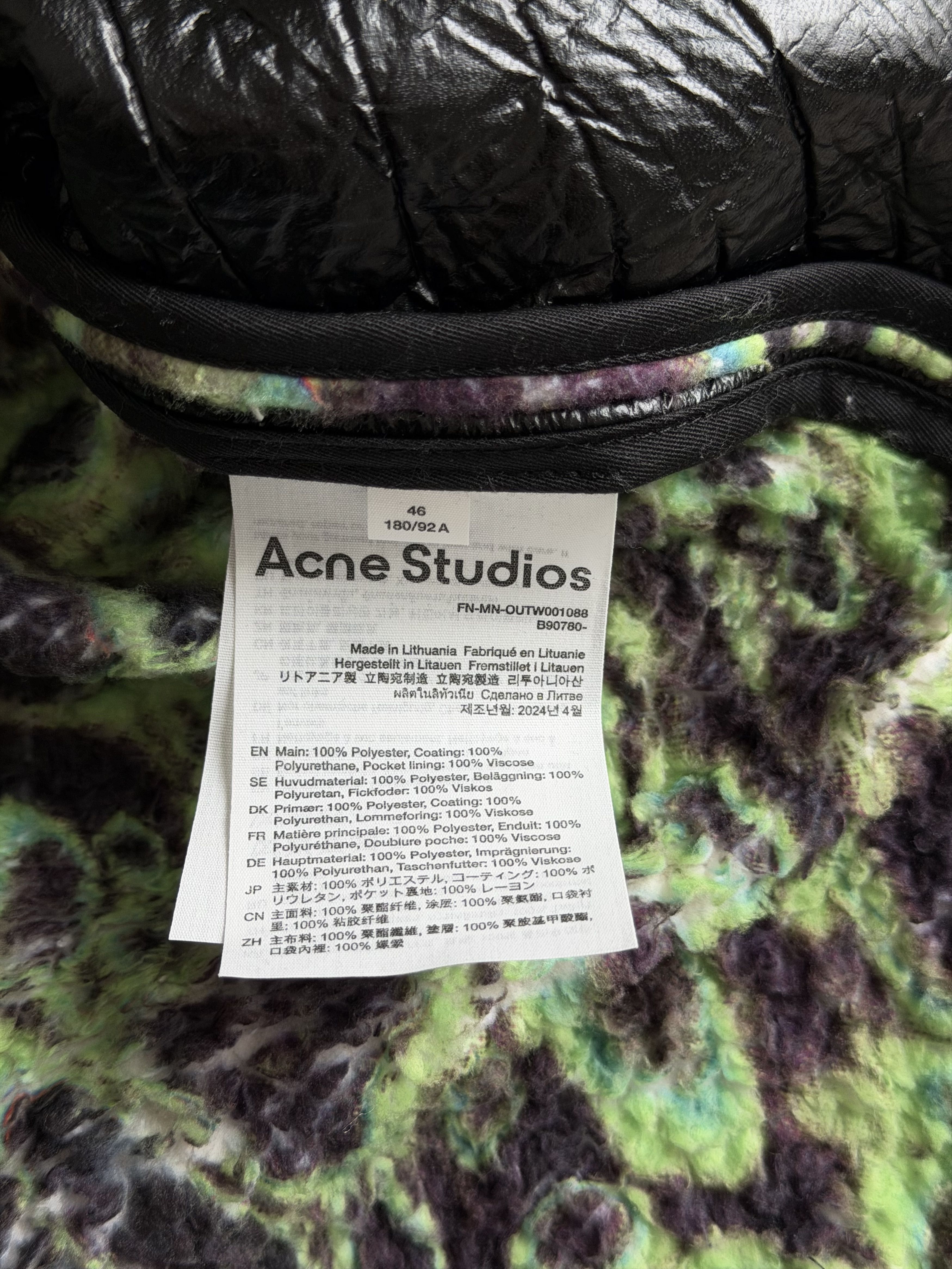 Acne Studios Acne Studios Odovo Coated Soft Teddy Jacket in Green Black Size US S / EU 44-46 / 1 - 10 Thumbnail