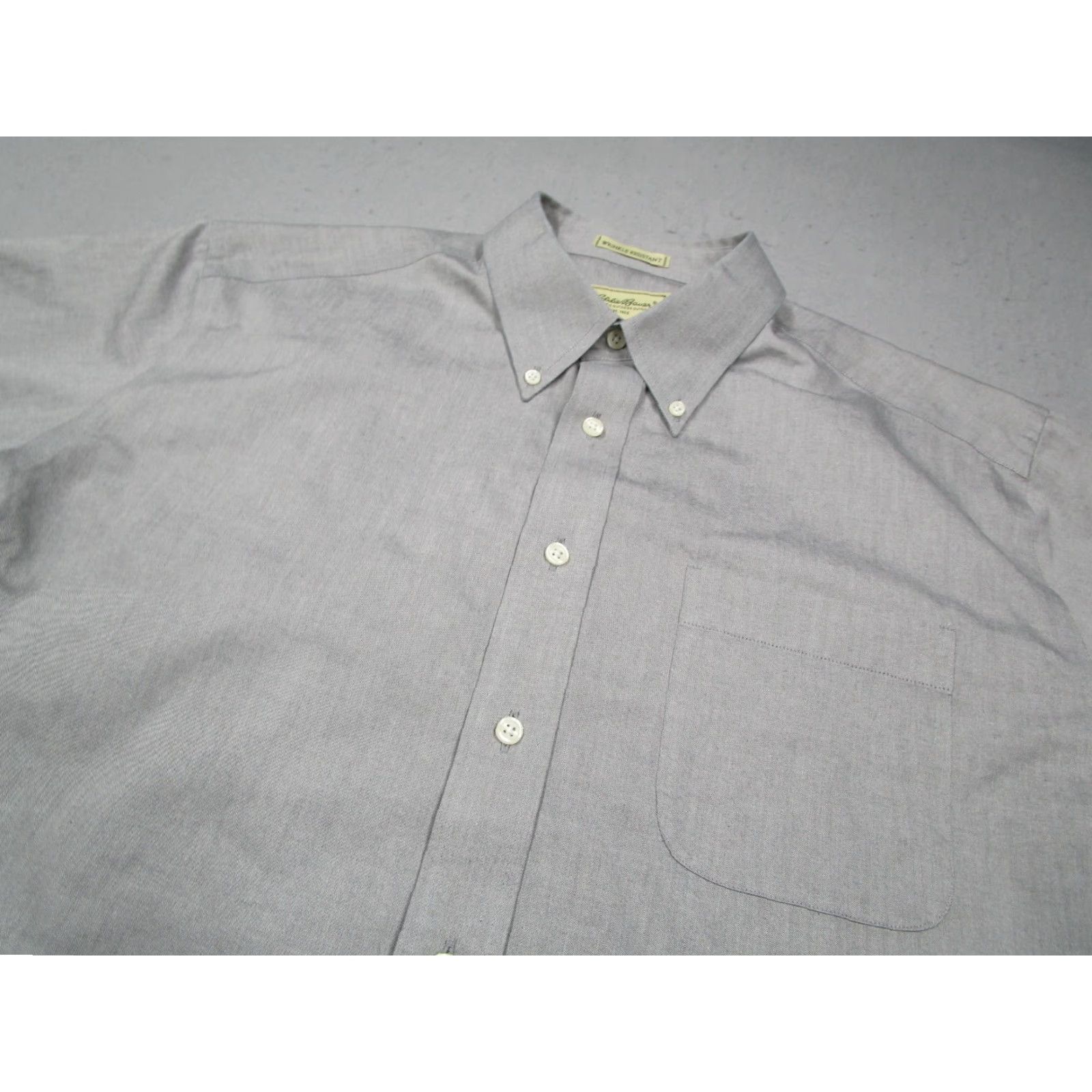 Eddie Bauer VINTAGE Eddie Bauer Dress Shirt Mens Large Gray Cotton Twill Button-Down Long Sleeve Business Casual Formal Retro Made in Hong Kong Size 42R - 2 Thumbnail