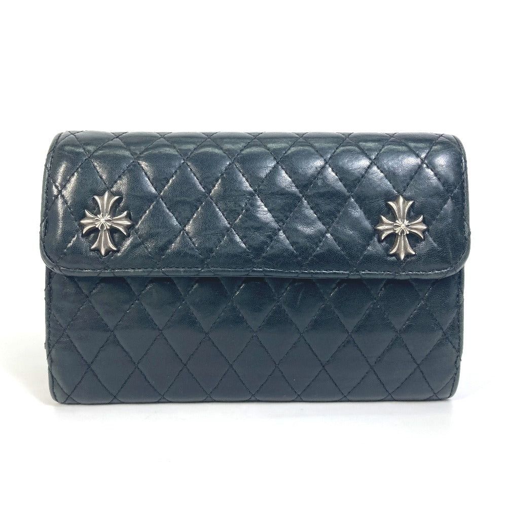 Chrome Hearts Wave4 Qlt 3Sn Matelasse 4 Wave Ch Double Cross Threefold Wallet Leather Men