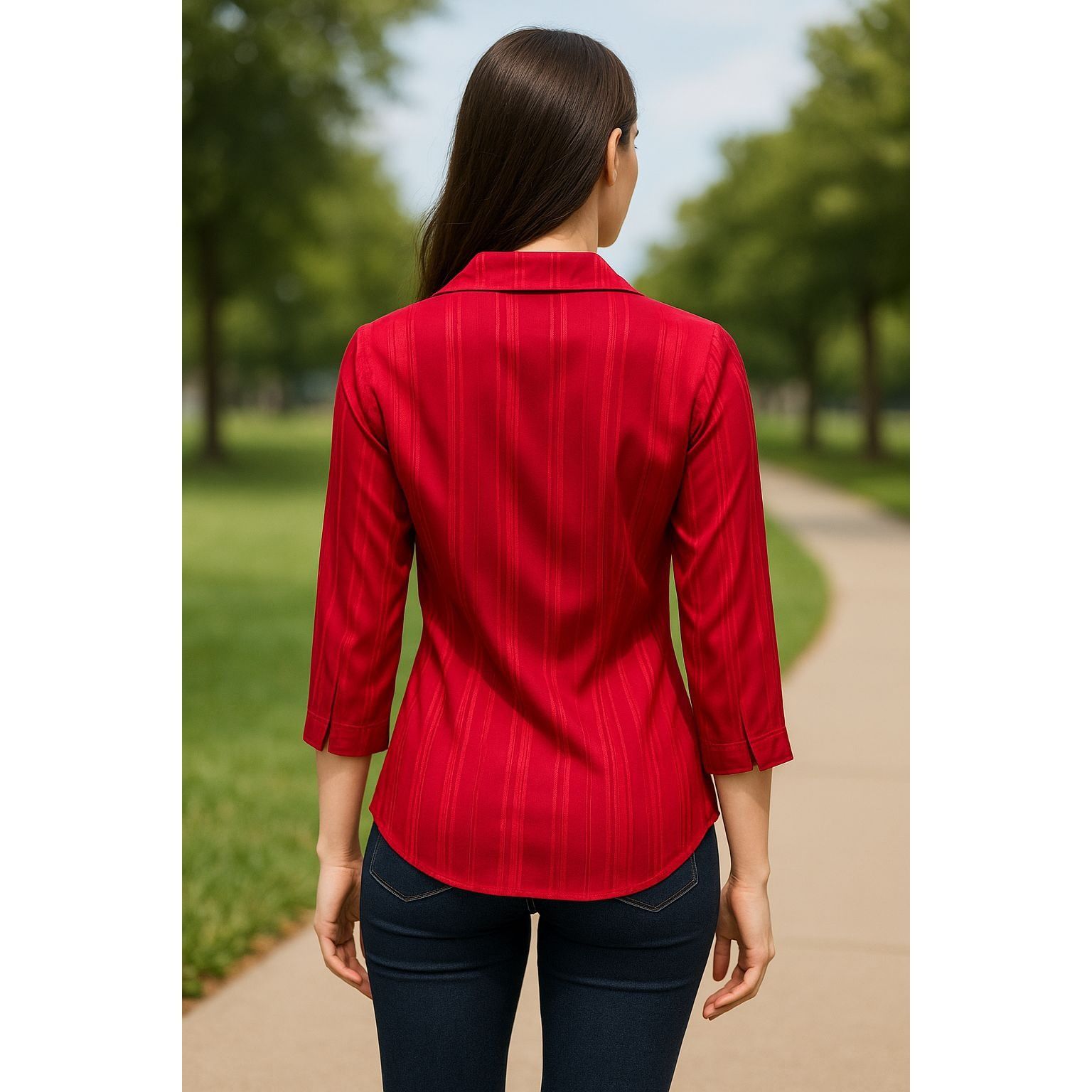 Other 1830 Petite Small Red Stretch Shimmer Blouse Y2K Glam City S Size S / US 4 / IT 40 - 5 Thumbnail