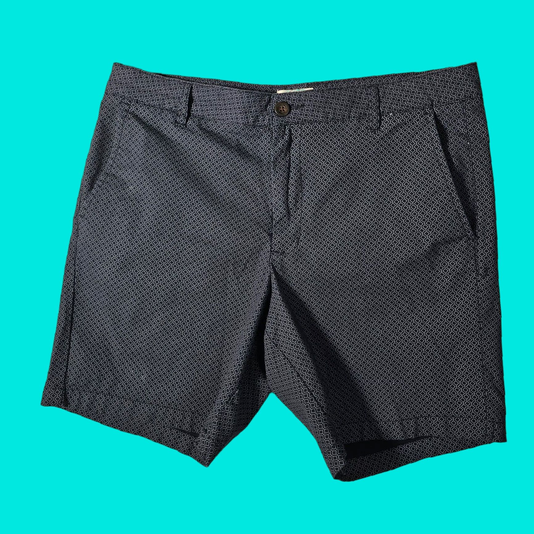 Ben Sherman BEN SHERMAN Stretch Fit Chino Shorts Geometric Blue 34 Mens Size US 34 / EU 50 - 1 Thumbnail