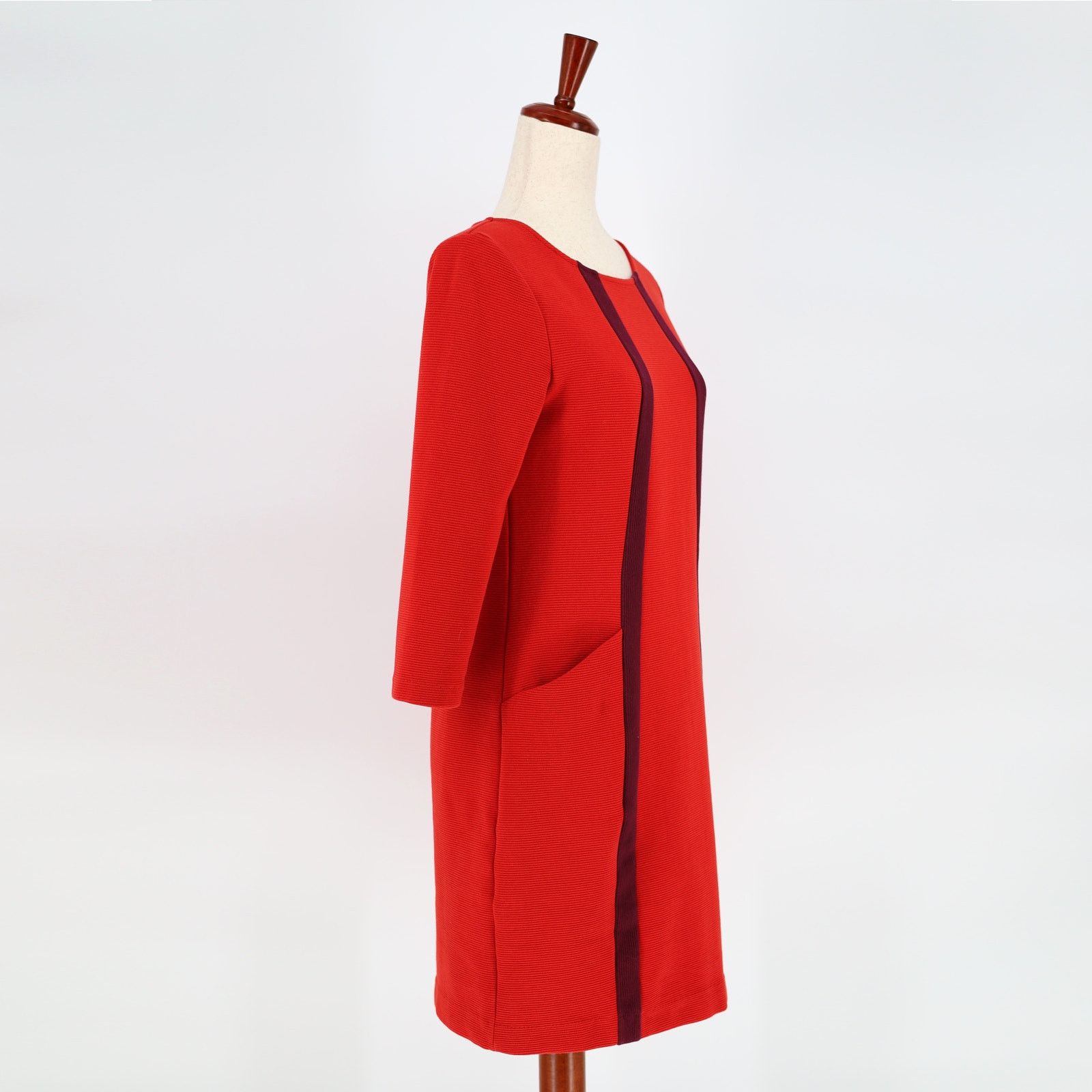Boden Boden Women Red Ribbed Colorblock A-line Mini Dress Size 4L Size S / US 4 / IT 40 - 4 Thumbnail