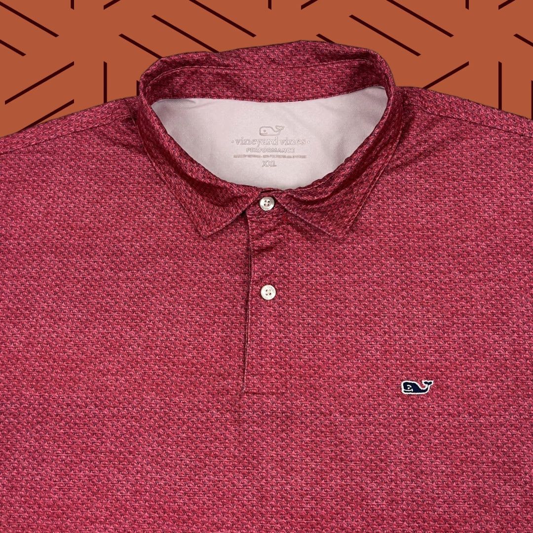 Vineyard Vines Vineyard Vines Polo Shirt Mens 2XL Red Whale Print Preppy Active Golf Work Shirt Size US XXL / EU 58 / 5 - 1 Thumbnail