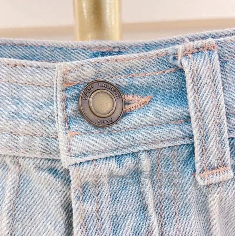 Yves Saint Laurent YSL Summer Blue Cotton Women's Shorts . Size 23" - 4 Thumbnail