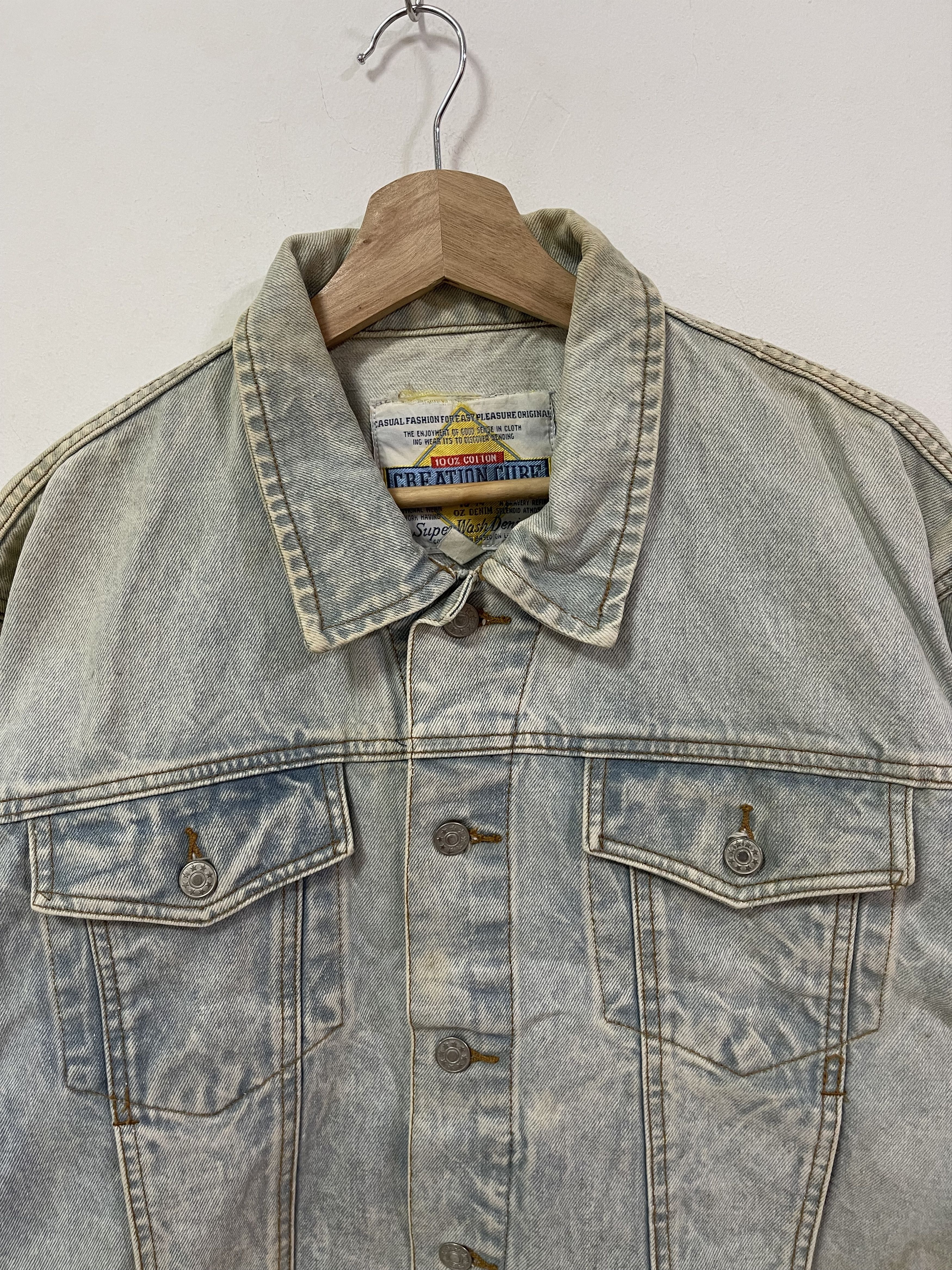 Japanese Brand Distressed Japan Design Super Wash Denim Jacket Size US S / EU 44-46 / 1 - 6 Thumbnail