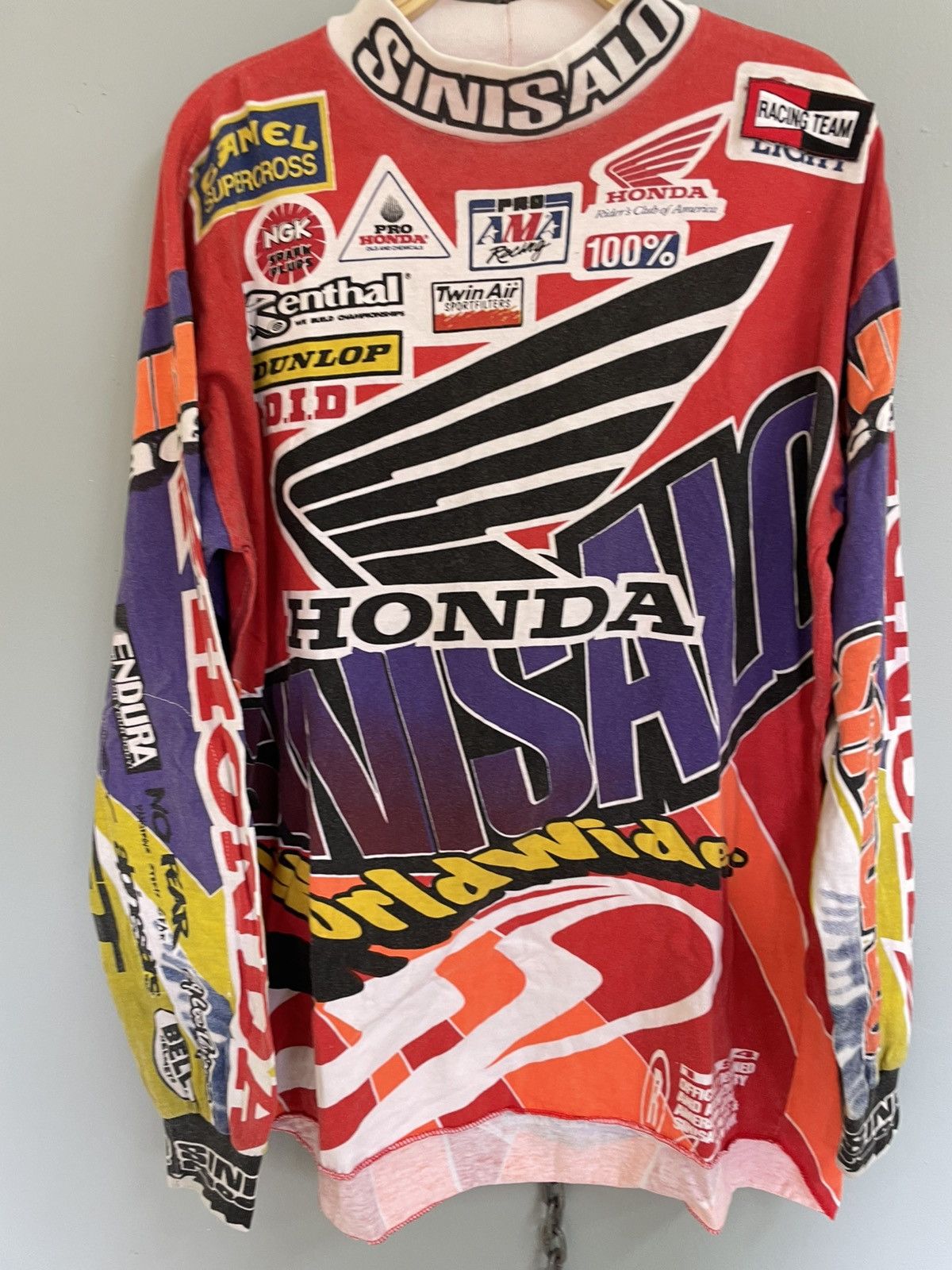 Vintage Vintage 90s Sinisalo Worldwide racing motocross jersey Size US L / EU 52-54 / 3 - 3 Thumbnail