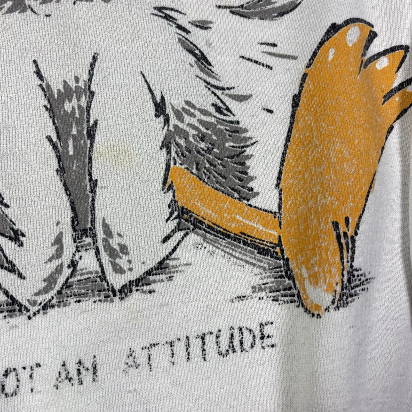 Delta VINTAGE Delta 90s Ive Got An Attitude Duck Funny Sweatshirt White M Mens Graphic Print Pullover Size US M / EU 48-50 / 2 - 4 Thumbnail