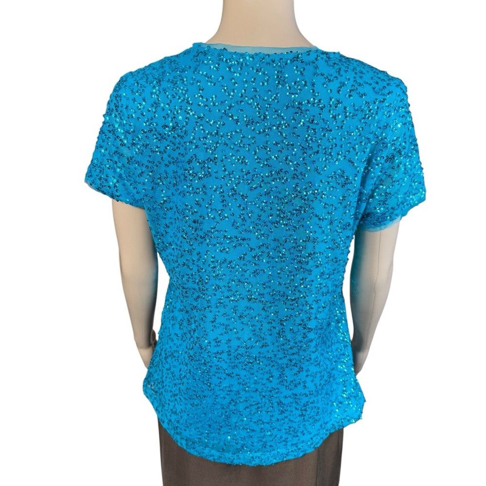 Chicos NWT New $79 Chico's Sasha Sequin Teal Tee Size 1 US M Size M / US 6-8 / IT 42-44 - 4 Thumbnail