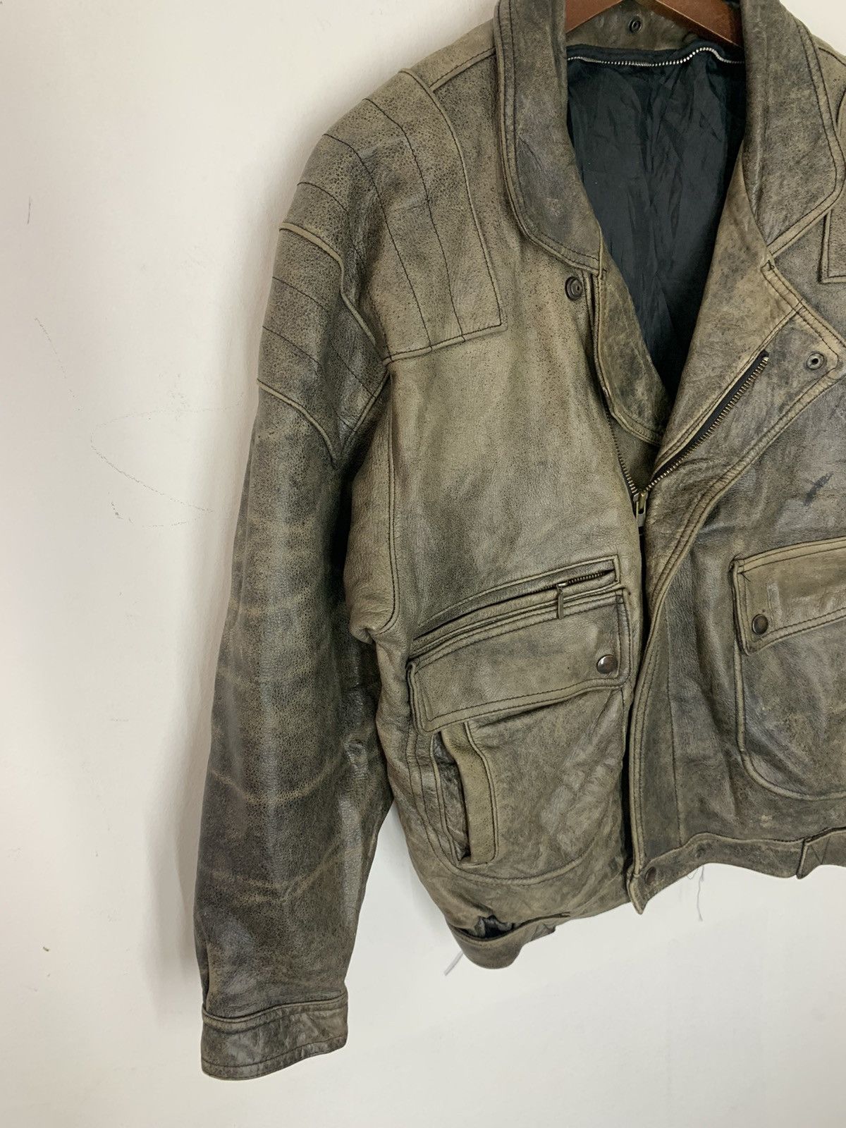 Freewheelers × Vintage Vintage Double Collar Cafe Racer Stonewash Leather Jacket Size US L / EU 52-54 / 3 - 3 Thumbnail