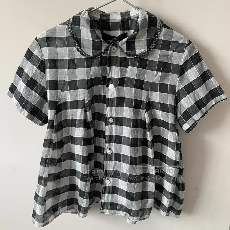 Comme des Garcons Comme des Garcons Silk-cotton checked shirt with checkerbo Size S / US 4 / IT 40 - 1 Thumbnail