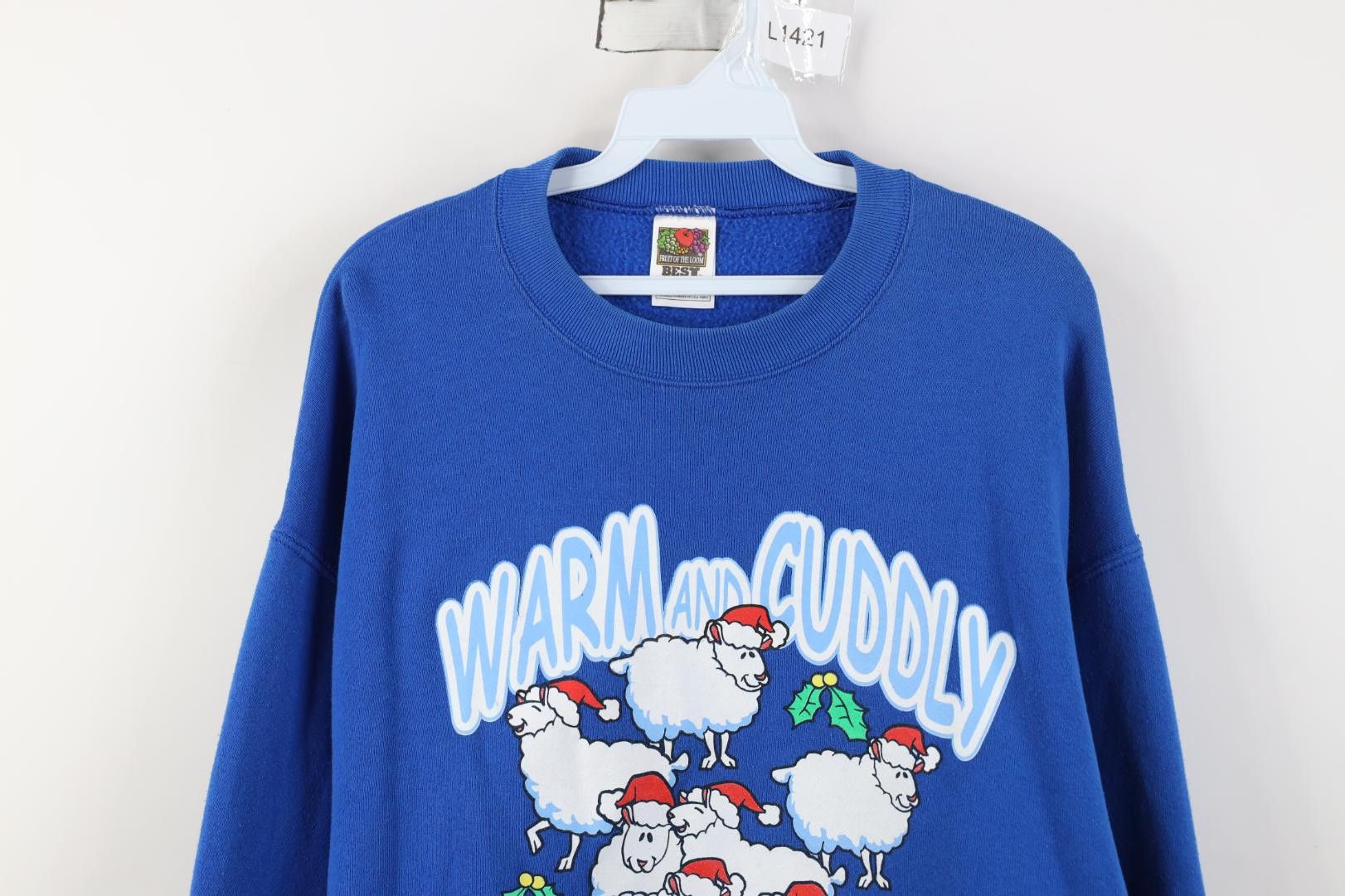 Vintage Vintage 90s Christmas Sheep Warm and Cuddly Sweatshirt Size L / US 10 / IT 46 - 2 Thumbnail