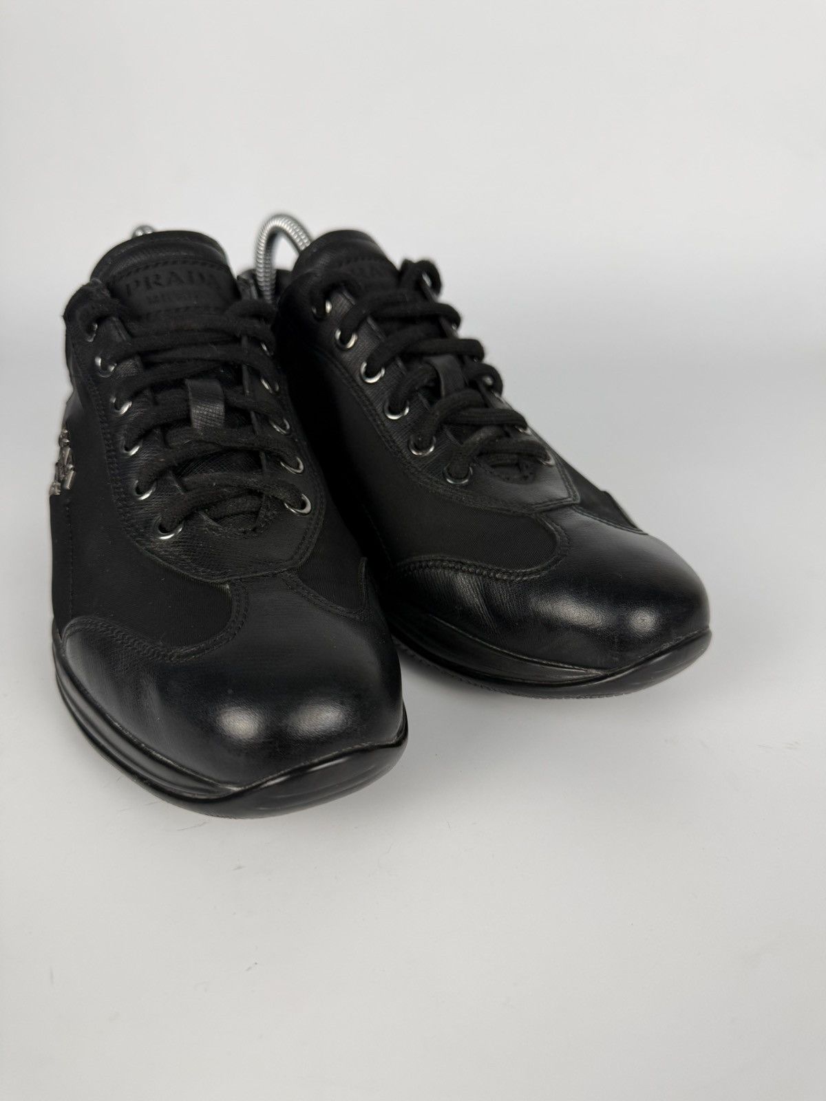 Prada Prada Milano Black Nylon & Leather Sneakers Size US 6.5 / IT 36.5 - 11 Thumbnail