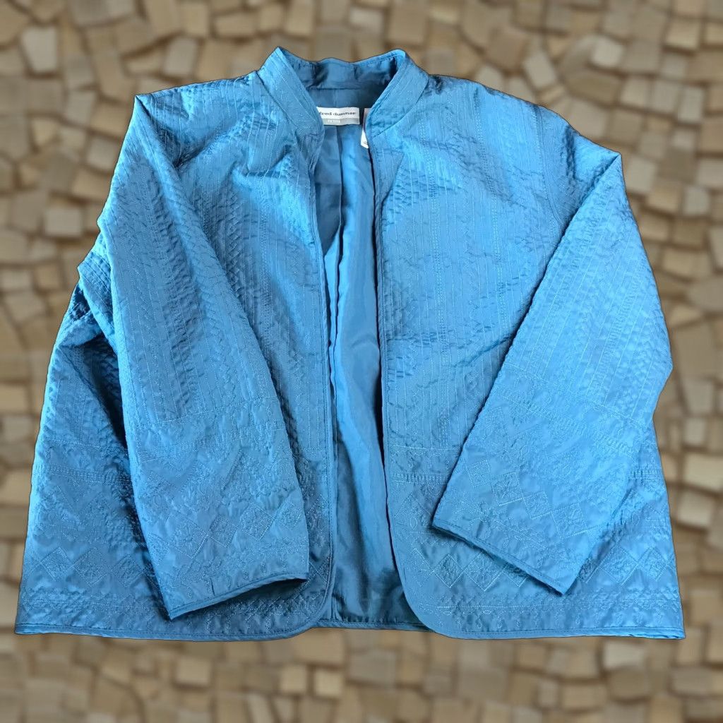 Vintage Alfred Dunner Sweater Womens 18P Petite Blue Open Cardigan Light Jacket Cardigan Open Fall Winter Spring Casual Travel Womens Size XXL / US 16-18 / IT 52-54 - 1 Thumbnail