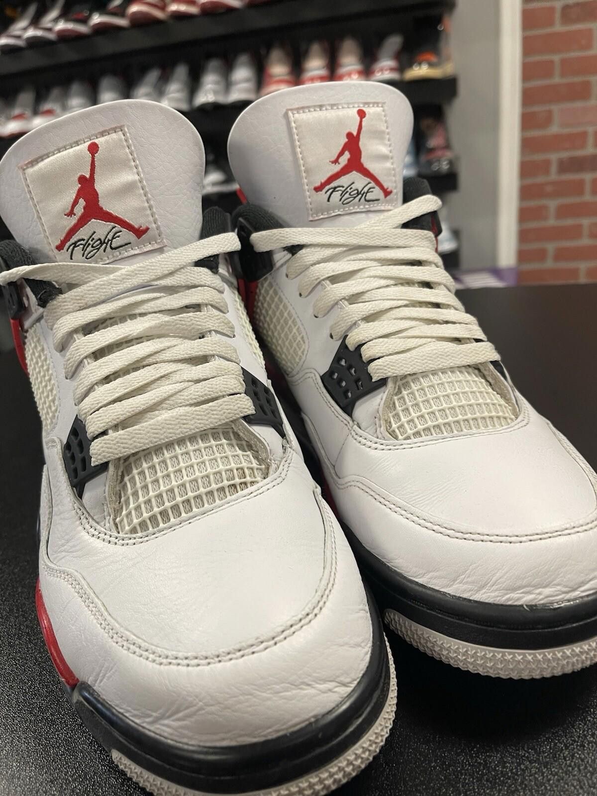 Nike Size 10.5 - Nike Air Jordan 4 Retro Red Cement White Size US 10.5 / EU 43-44 - 6 Thumbnail