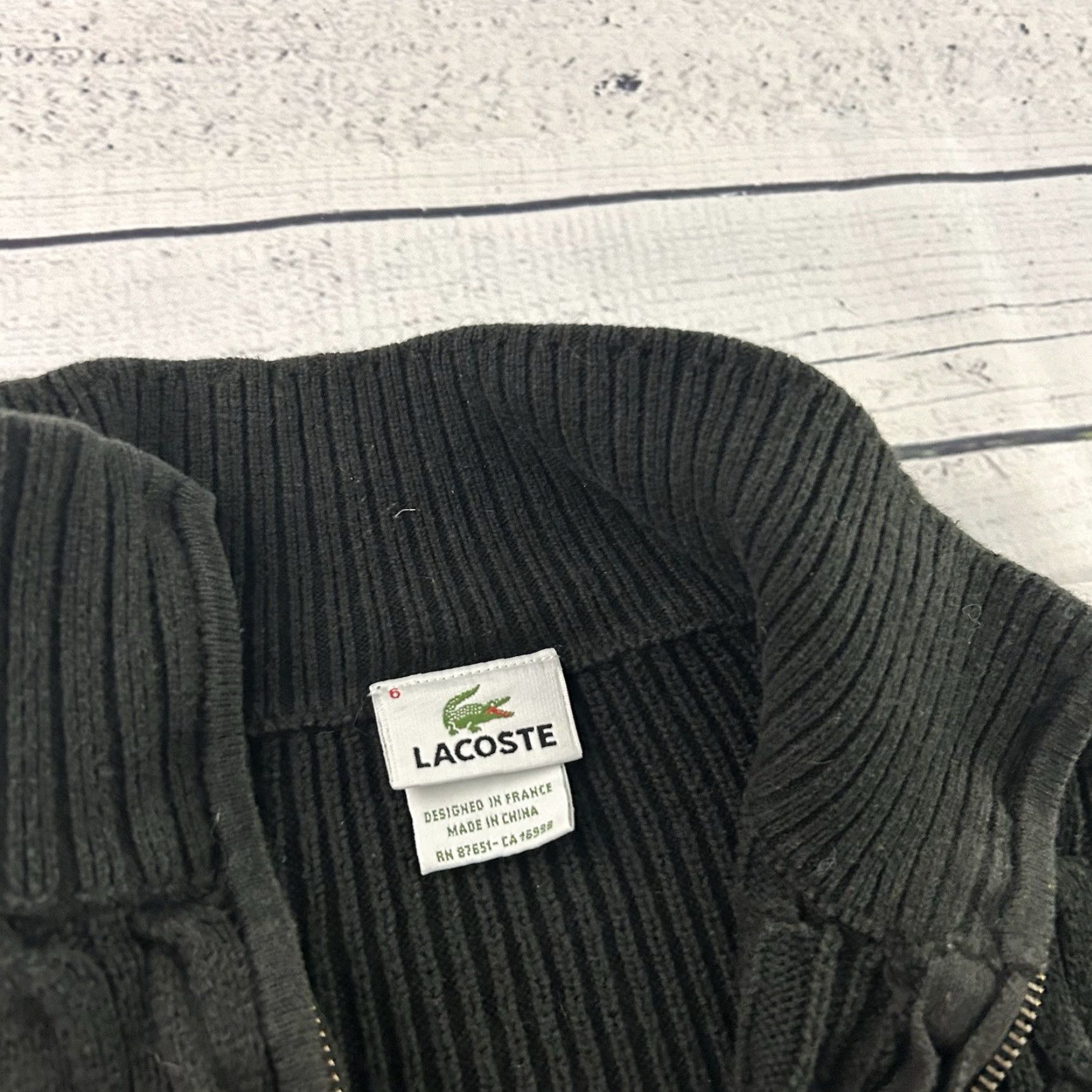Lacoste Lacoste 1/4 Zip Pullover Cableknit Sweater Men Black 6 Adult Medium? Size US S / EU 44-46 / 1 - 2 Thumbnail