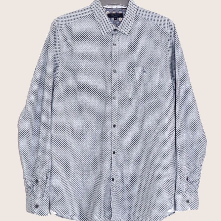 Ted Baker Ted Baker Dotbiz Shirt Navy White Dotted Button-Down Mens L VGC Button Up Casual Formal Jacket Style Shirt Size US L / EU 52-54 / 3 - 1 Thumbnail