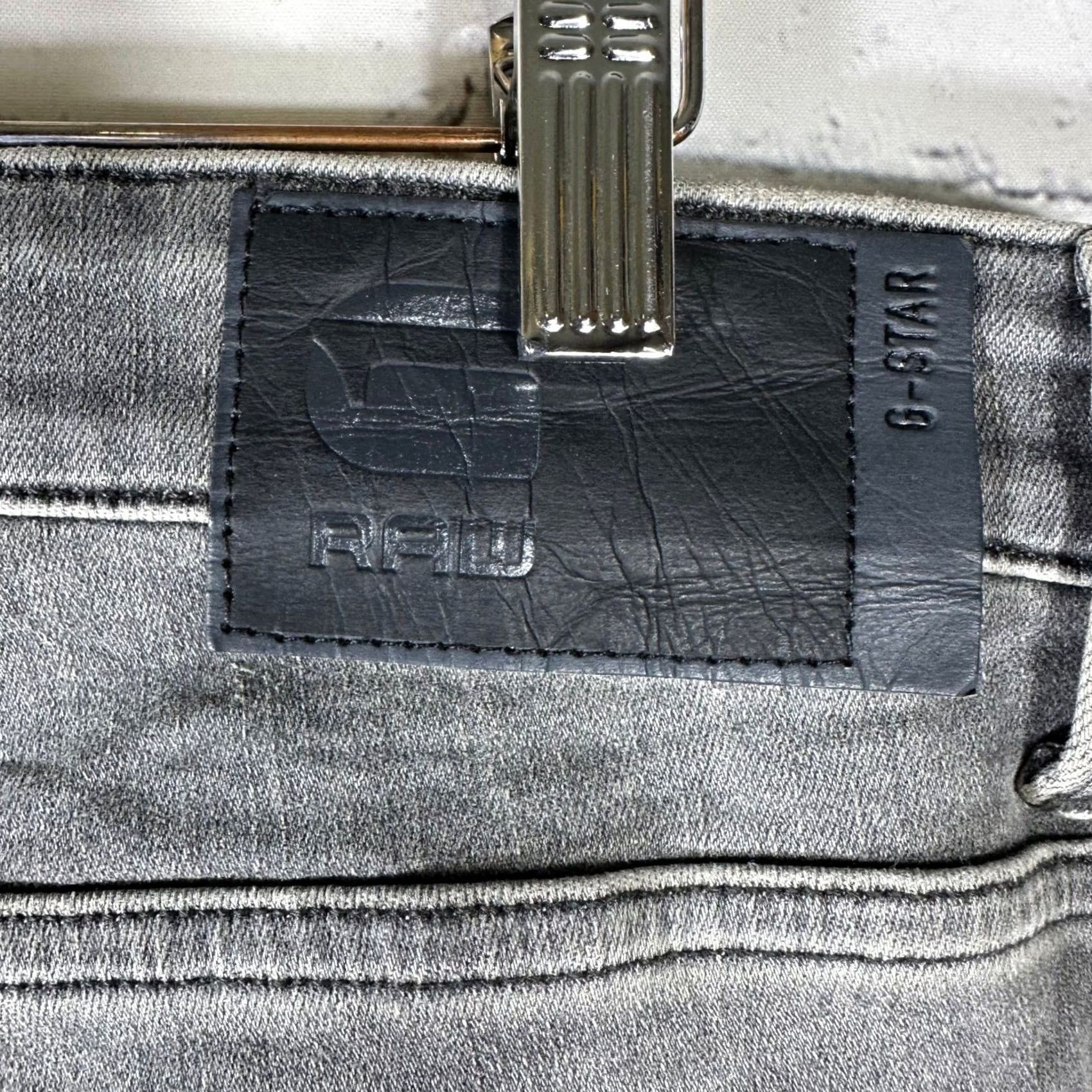 Vintage G-Star RAW 3301 Jeans Slim 5-Pocket Distressed Patch Gray Mens 38x32 Size US 38 / EU 54 - 7 Thumbnail