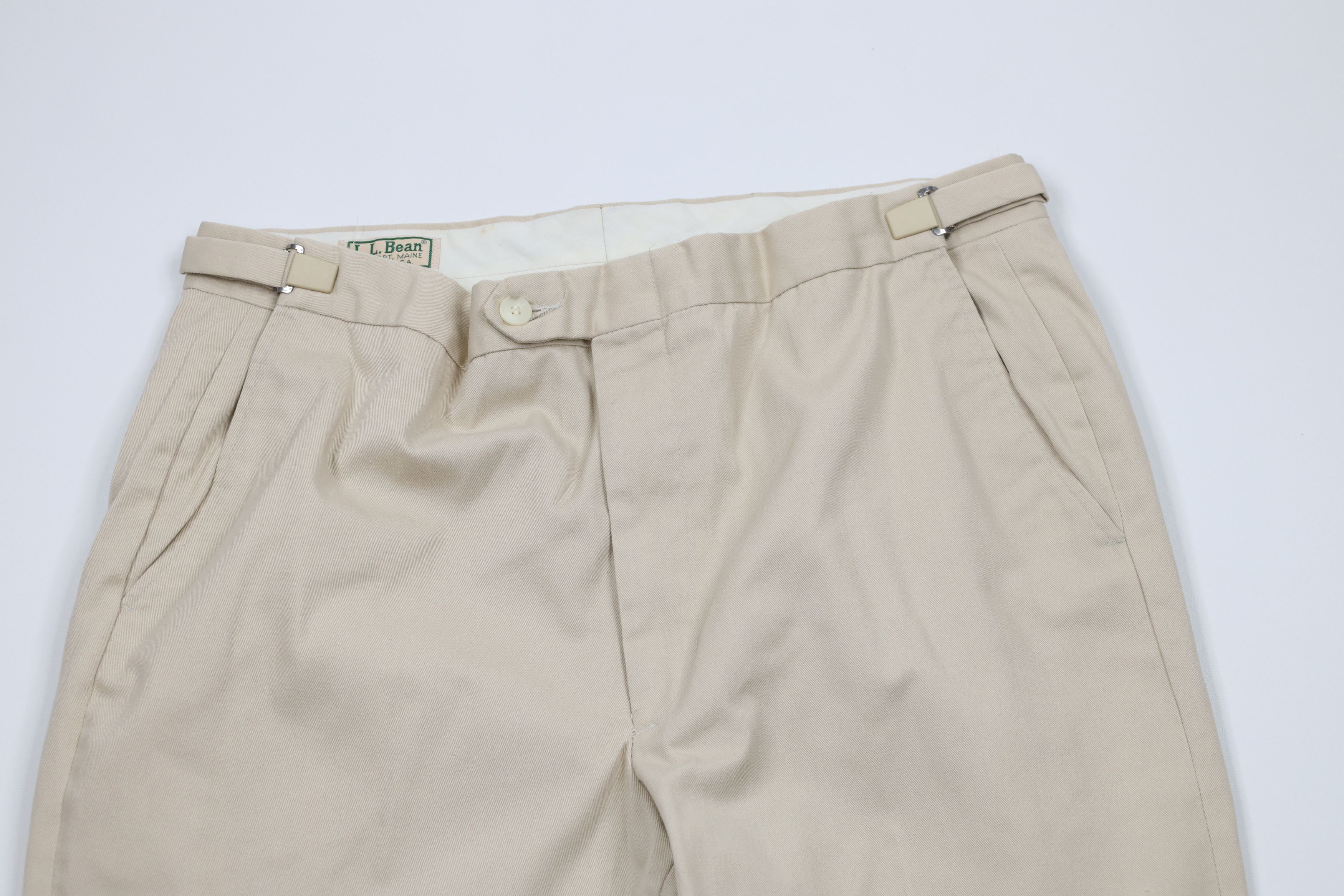 L.L. Bean × Vintage Vintage 90s LL Bean Buckle Waist Wide Leg Pants Beige USA Size US 36 / EU 52 - 2 Thumbnail