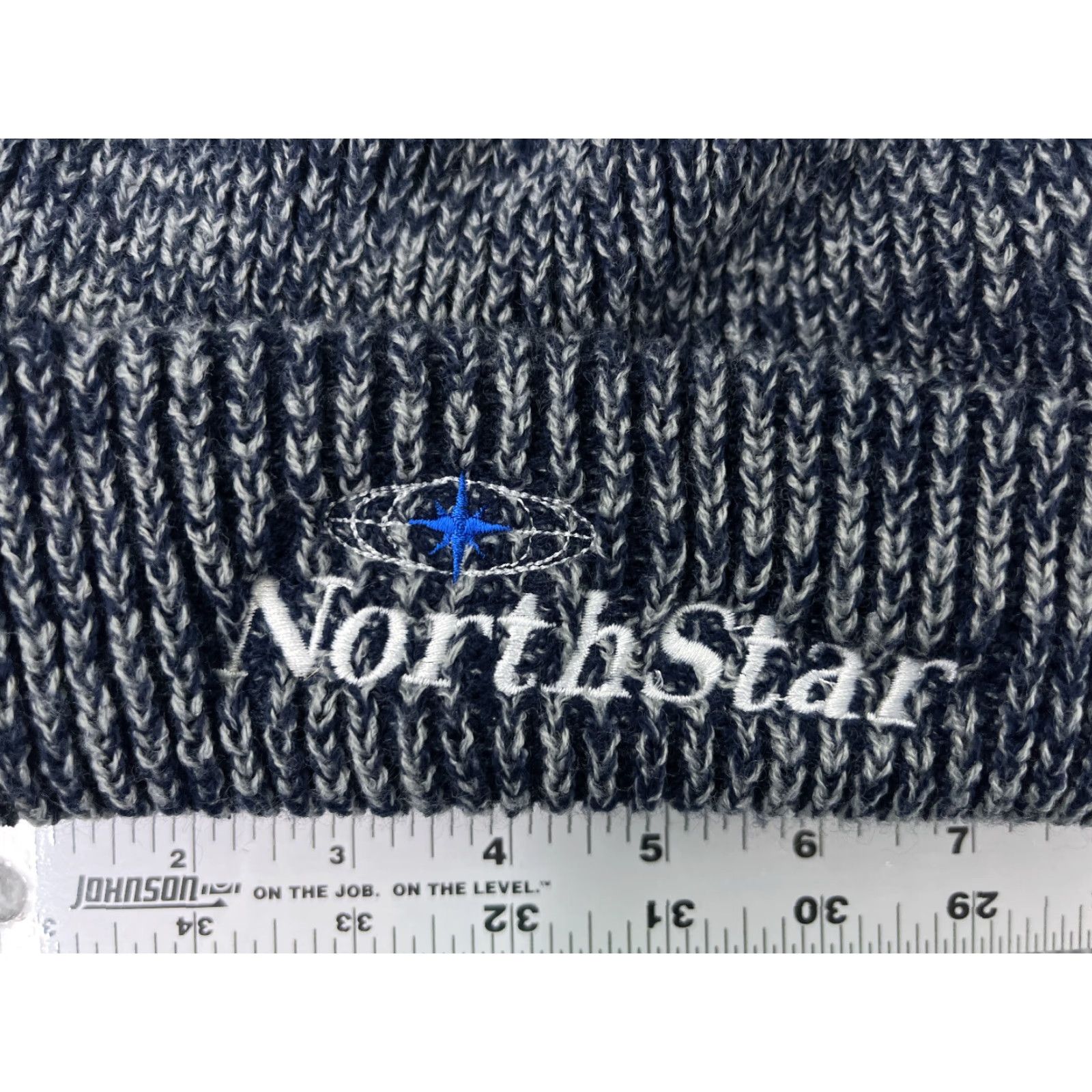 Vintage North Star Beanie Toque Adult One Size Blue White Knit Embroidered 100% Acrylic Size ONE SIZE - 2 Thumbnail