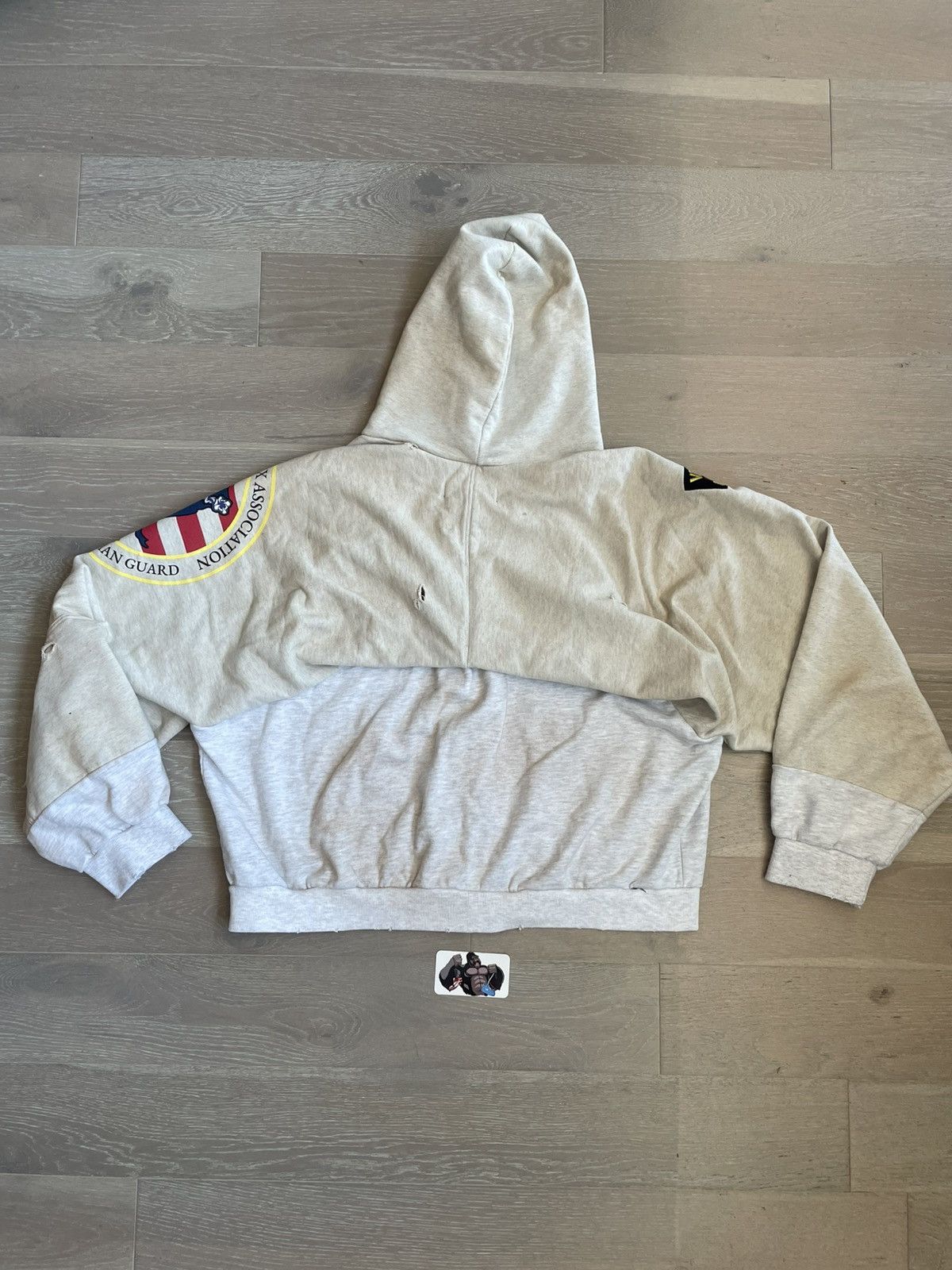 Project GR RECONSTRUCTED FOLDED ZIP HOODIE DIRTY MELANGE NYC