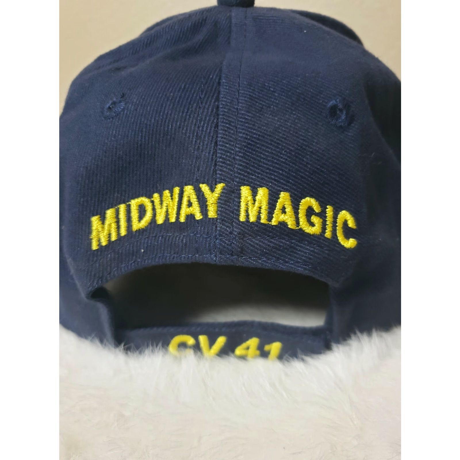 Vintage VINTAGE USS Midway CV-41 United States Navy Embroidered Strap Back Cap (NWOT) Baseball Cap Men One Size Blue Cotton Twill Adjustable Size ONE SIZE - 4 Thumbnail