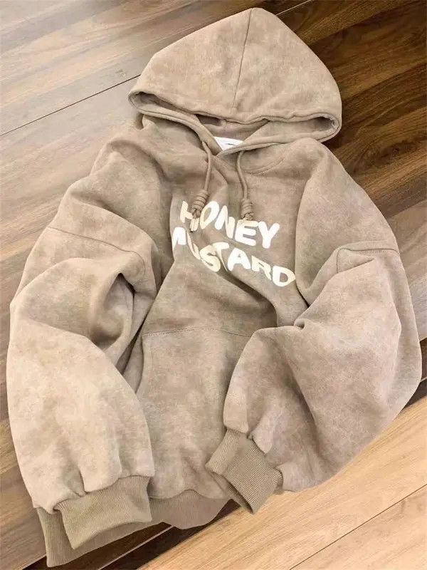 VIBE Vintage Street Letter Print Khaki XL Hooded Sweatshirt Size US XL / EU 56 / 4 - 1 Thumbnail