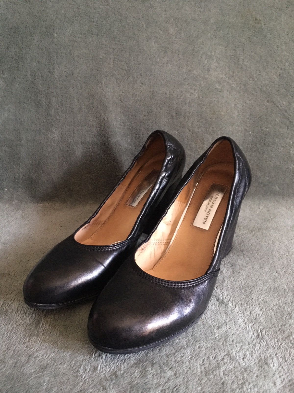 Dries Van Noten Dries Van Noten Black Leather Heels Size 37.5 Pump Heels Size US 7.5 / IT 37.5 - 2 Thumbnail