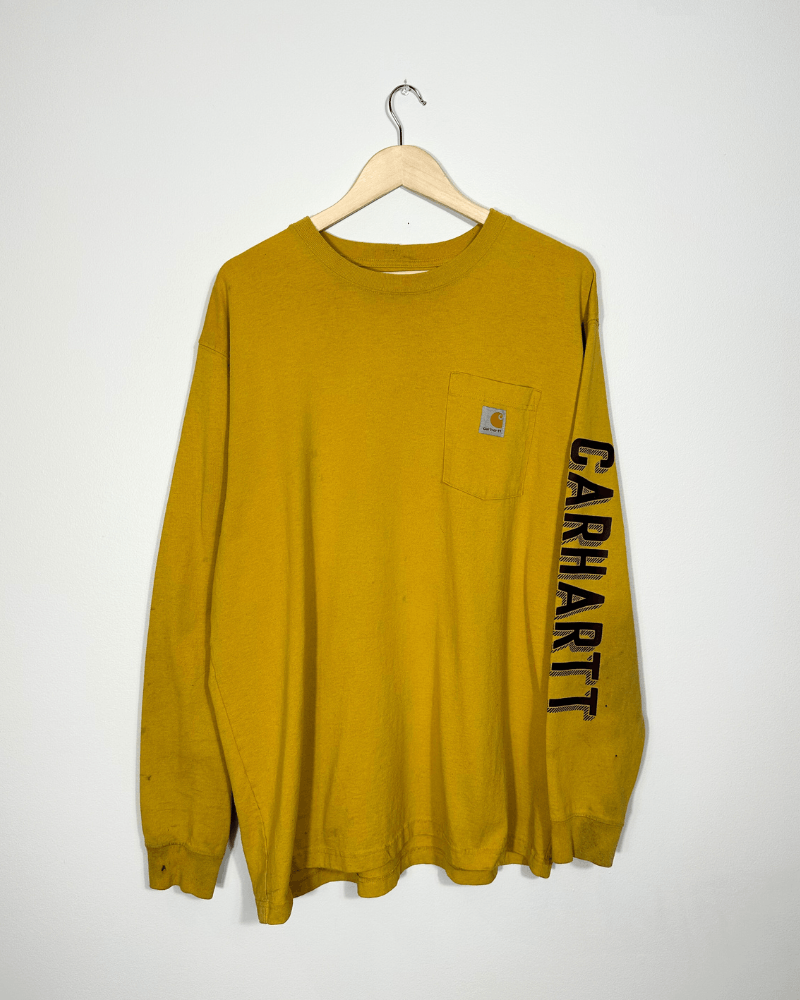 Carhartt Vintage Carhartt Thrashed/Stained Yellow Long Sleeve - XL Size US XL / EU 56 / 4 - 2 Thumbnail