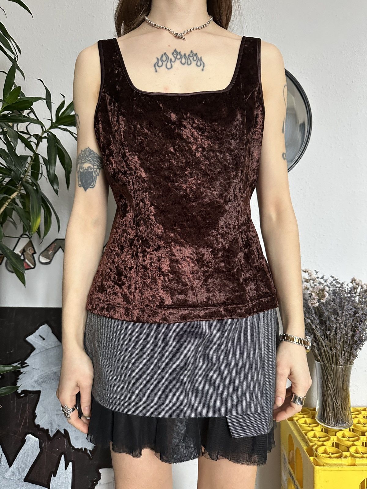 Victoria's Secret × Vintage Vintage Victoria Secret Velvet Crop Top y2k Size L / US 10 / IT 46 - 4 Thumbnail