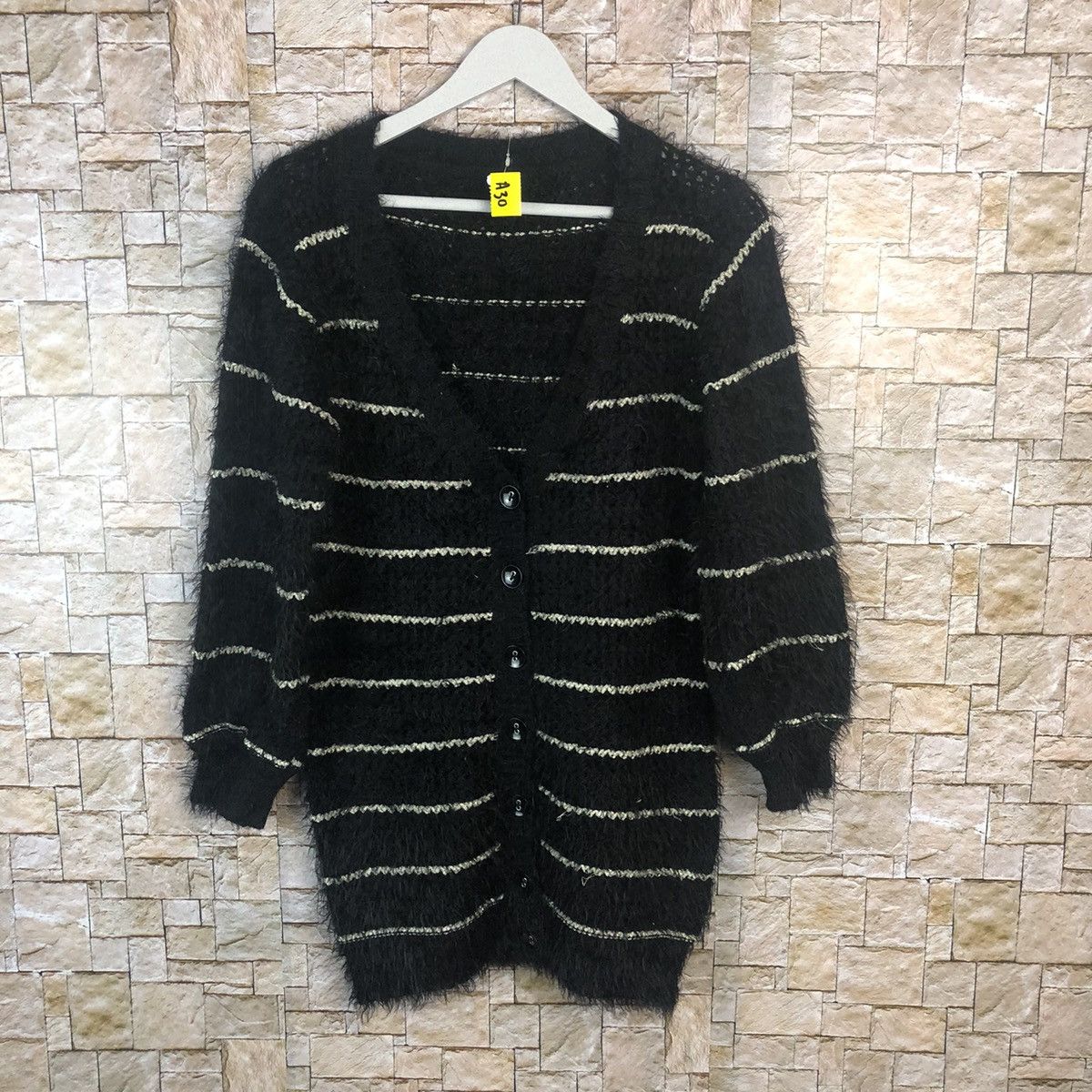 Vintage LLyabaccot Black Shag Shaggy Fur Mohair Cardigan #A30 Size M / US 6-8 / IT 42-44 - 1 Thumbnail