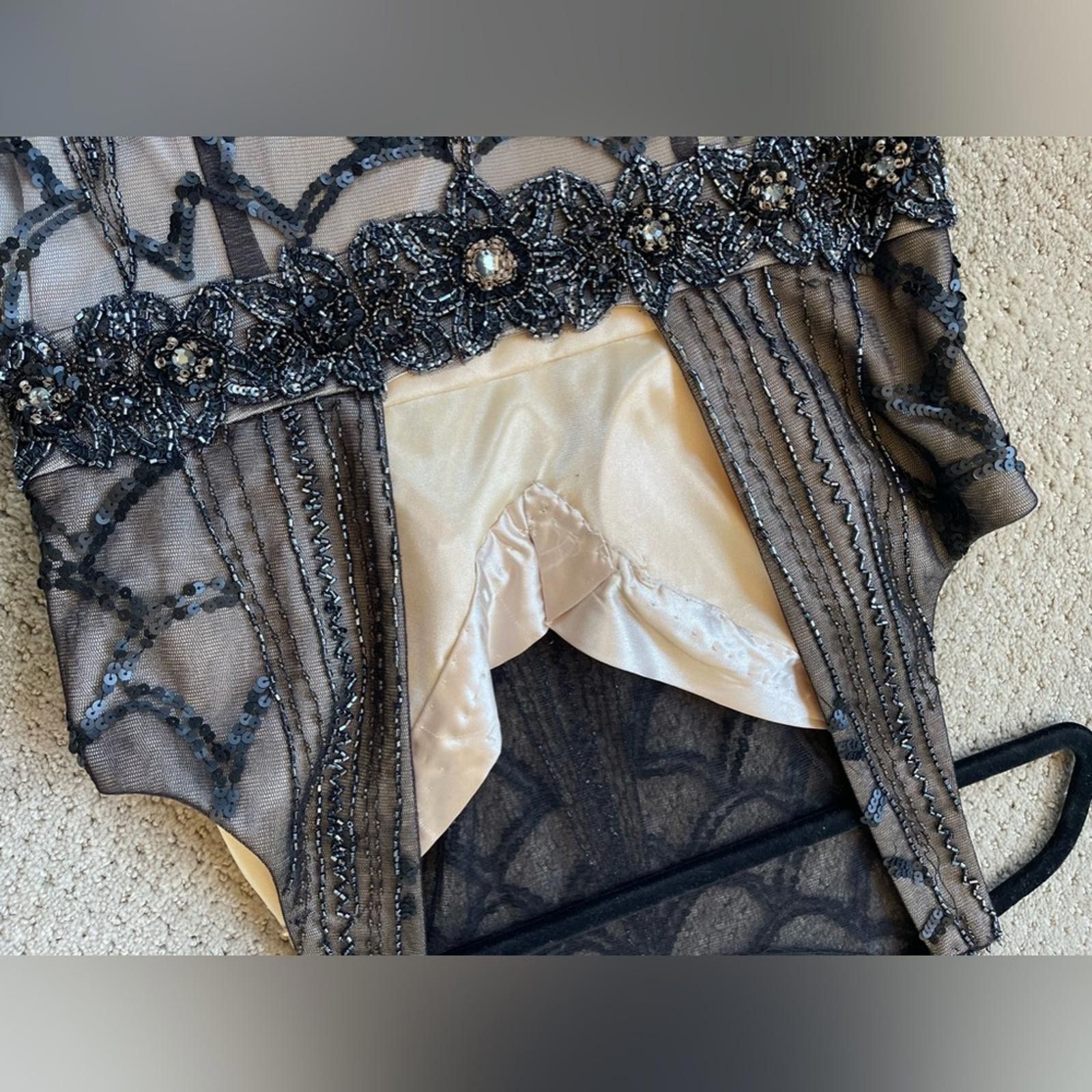 Other SUE WONG Black & nude beaded, sequin ostrich feather dress Size XL / US 12-14 / IT 48-50 - 8 Thumbnail