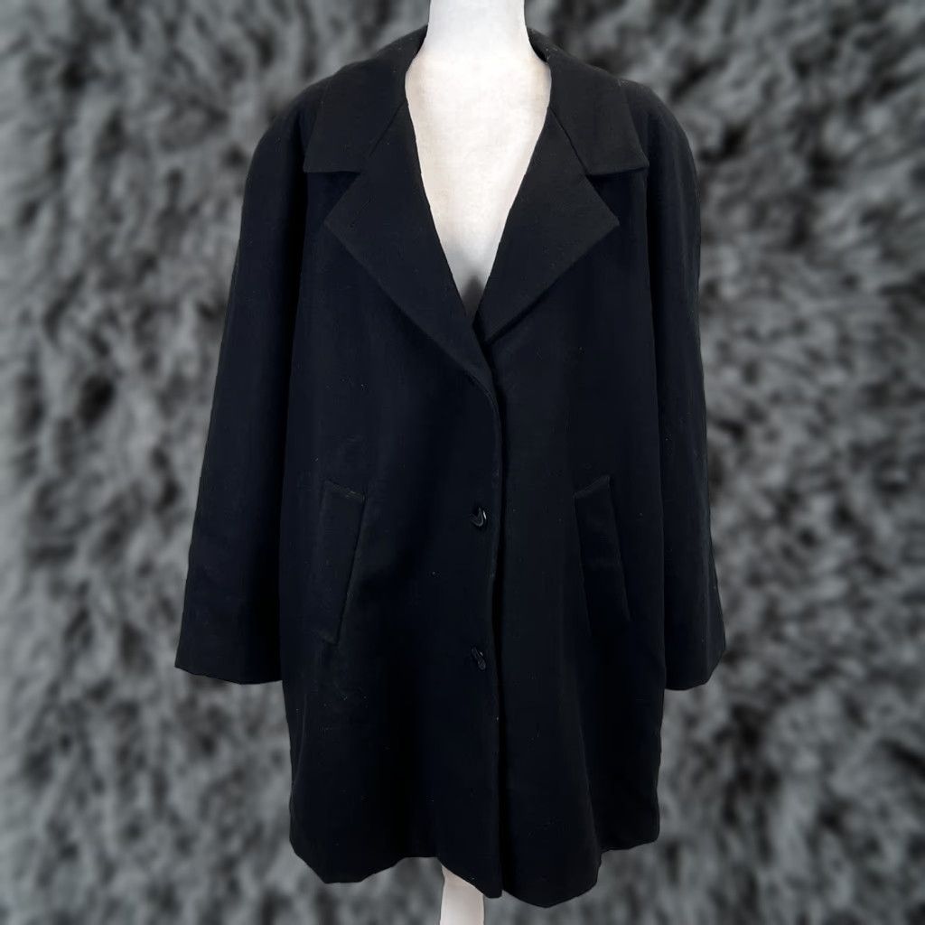 Vintage Stephanie Matthews Woman Wool Coat Sz 1X Plus GUC Black Mid Length Size XL / US 12-14 / IT 48-50 - 1 Thumbnail
