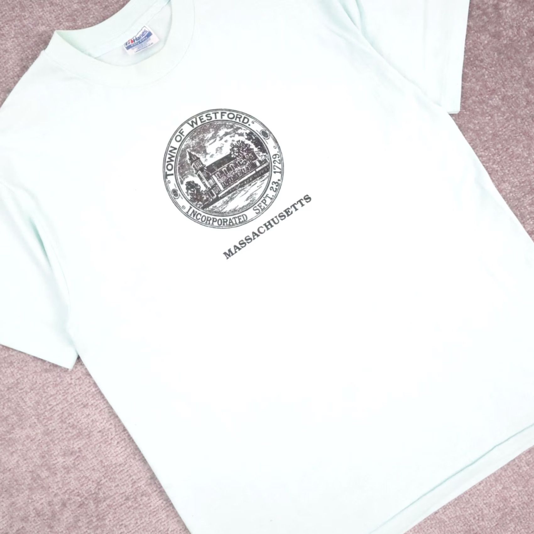 Vintage VINTAGE USA Westford Massachusetts T-Shirt Large Blue Short Sleeve 80s 90s Mens Size US L / EU 52-54 / 3 - 7 Thumbnail