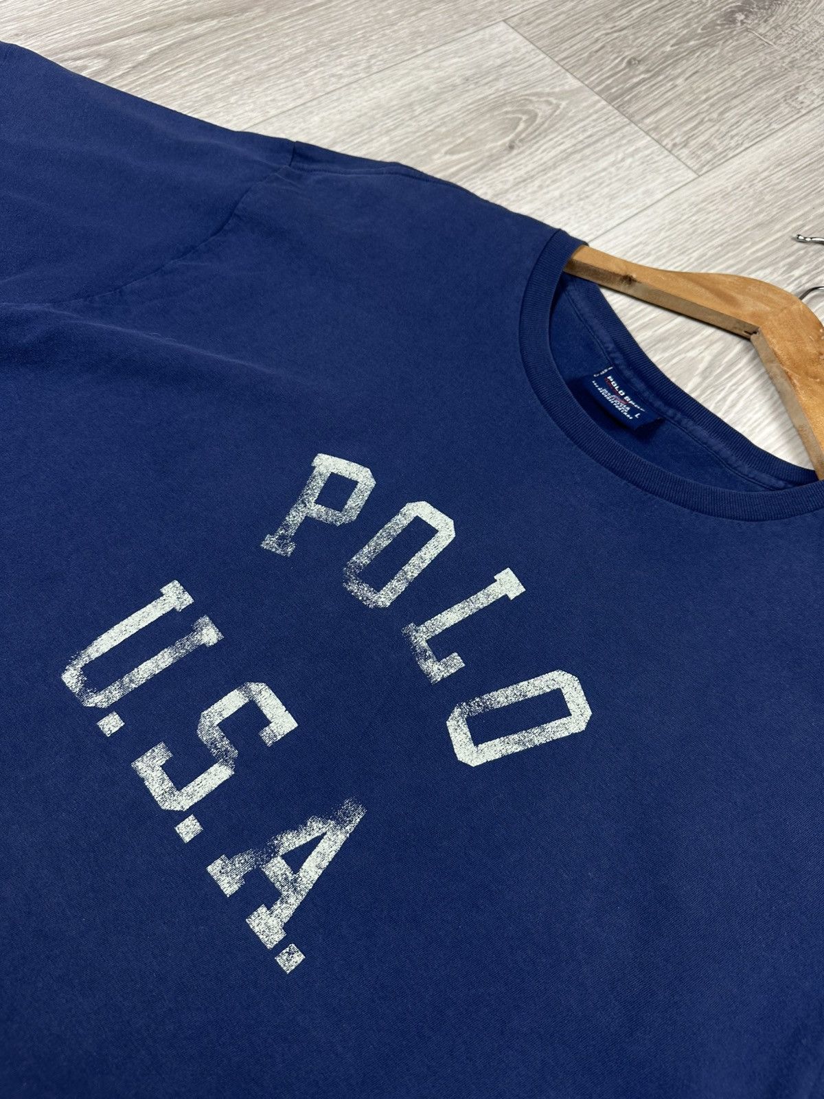 Polo Ralph Lauren × Ralph Lauren Sport Vintage Polo Sport Ralph Lauren USA Big Logo T-Shirt Size US L / EU 52-54 / 3 - 4 Thumbnail