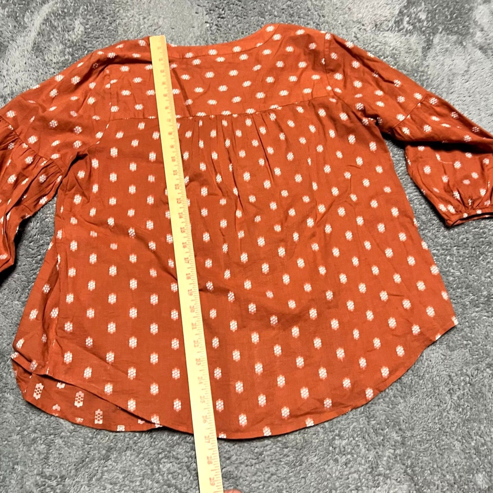 J. Jill J. Jill Shirt Womens Medium Peasant Top Orange Patterned Button India Blouse M Women Size M / US 6-8 / IT 42-44 - 5 Thumbnail