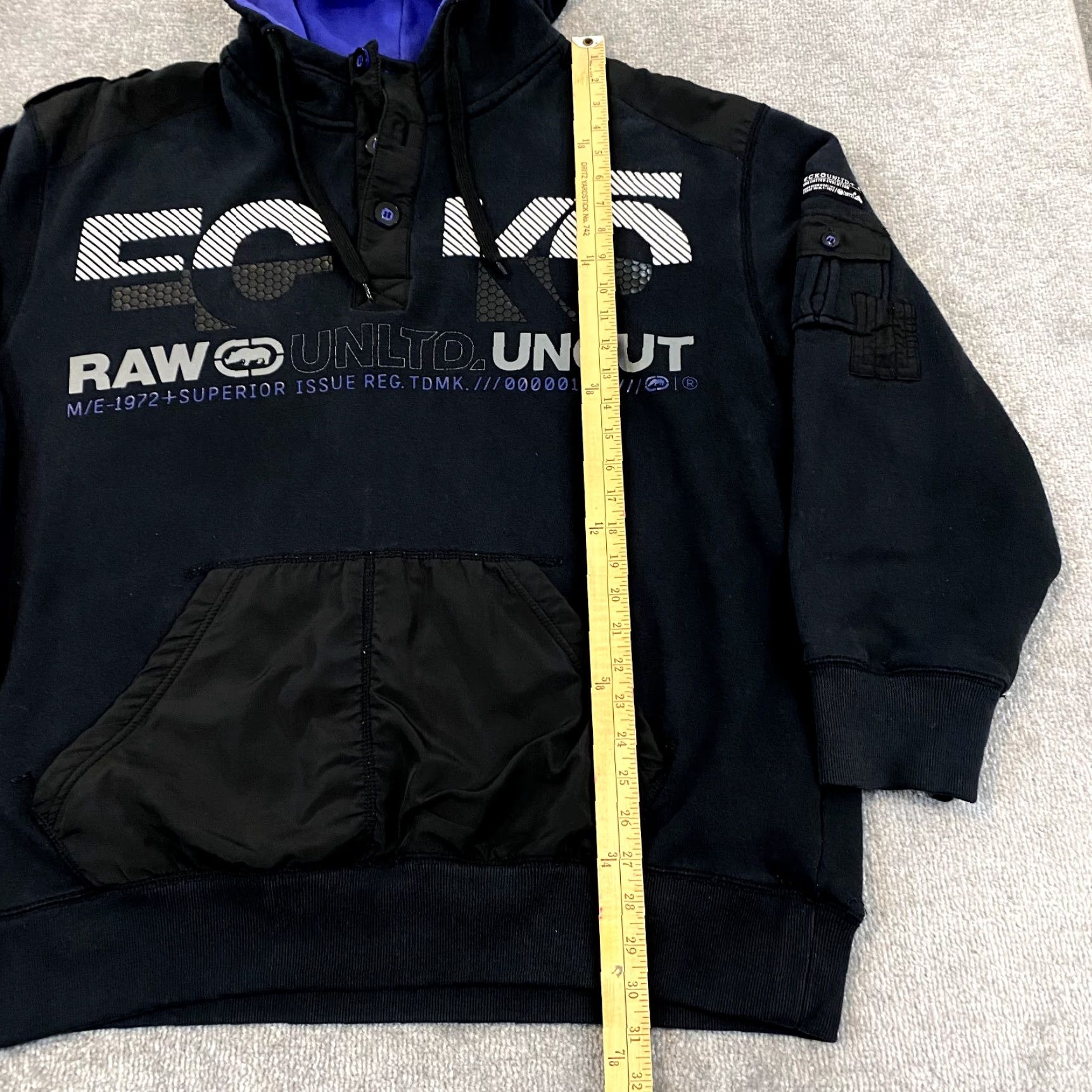 Ecko Unltd. ECKO UNLTD Jacket Mens 2XL Black Fleece 1/4 Button Up Hoodie Skater Grunge Y2K Size US XXL / EU 58 / 5 - 7 Thumbnail