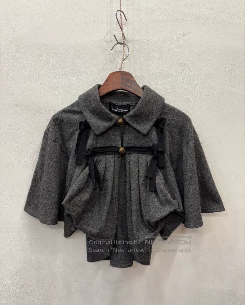 Comme Des Garcons Grey bow wool cardigan