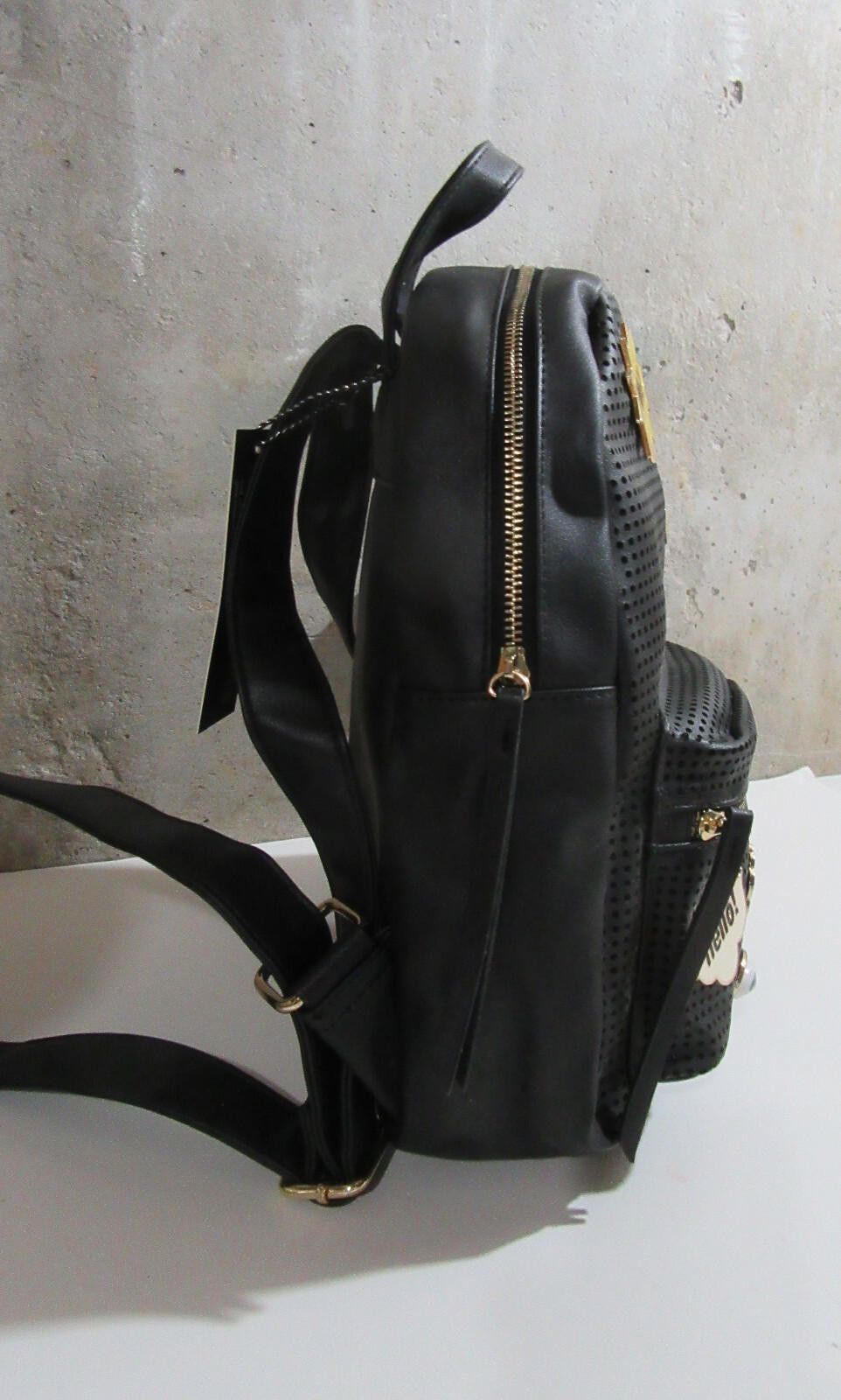Designer Imoshion Vegan Leather Backpack Emoji Symbols Black OMG Size ONE SIZE - 4 Thumbnail