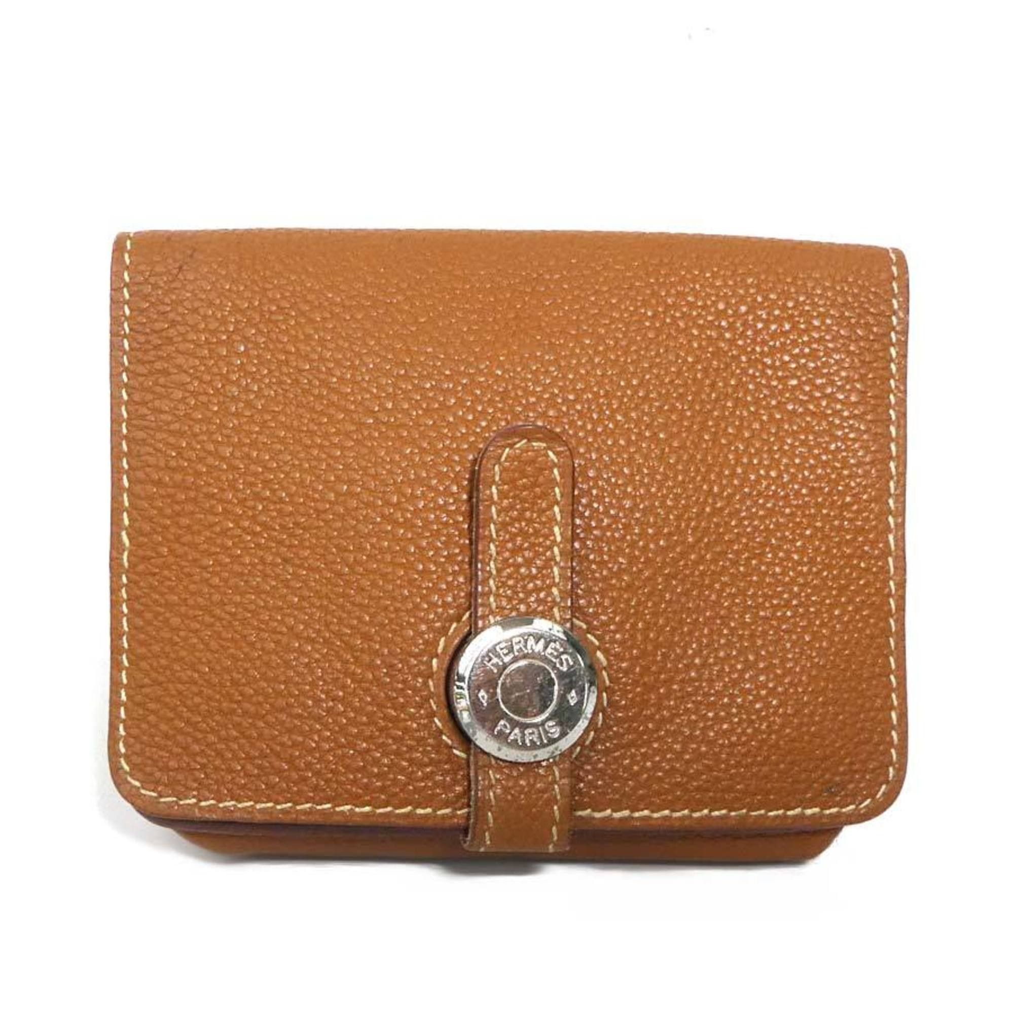 Hermes Hermes Hermès Dogon Leather Wallet/Coin Case, Brown and Silver, Men's Women's, e60938g Size ONE SIZE - 1 Thumbnail