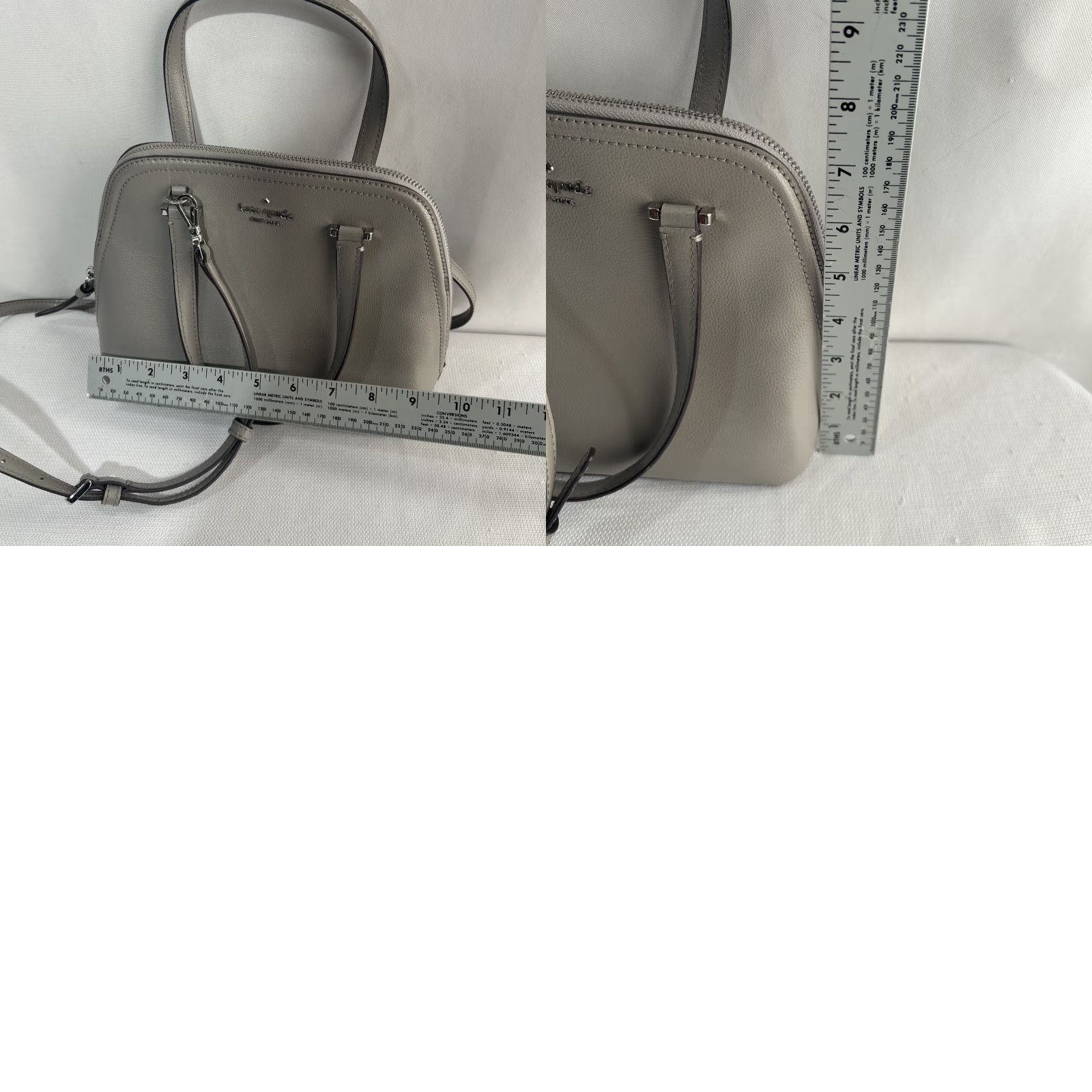 Vintage kate spade Patterson Drive Crossbody Satchel Purse Medium Dome Gray Leather Size ONE SIZE - 8 Thumbnail