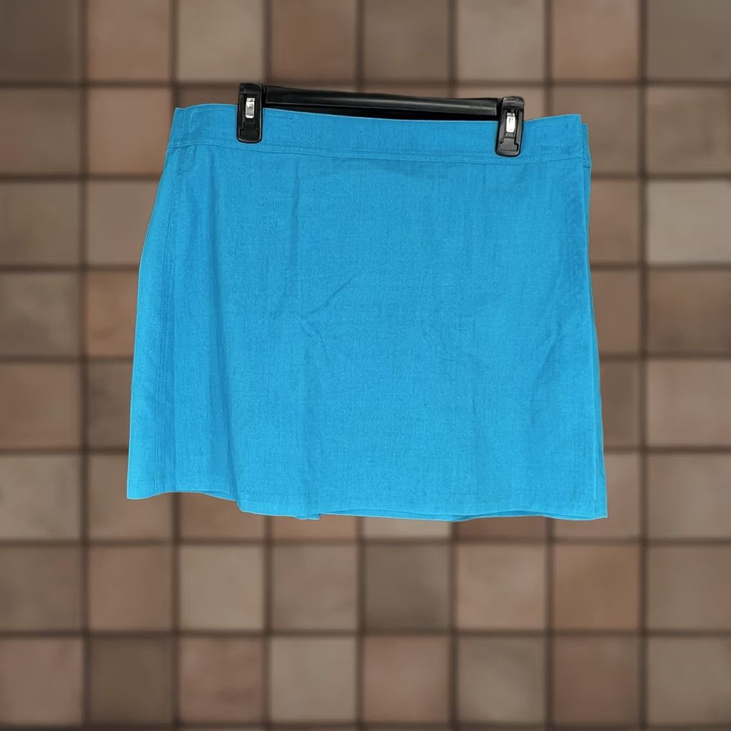 Vintage Ripskirt Hawaii Skirt Womens Casual Beach Knee Length Blue L Wrap Pockets Stretch Summer Vacation Travel Size 36" / US 14 / IT 50 - 1 Thumbnail