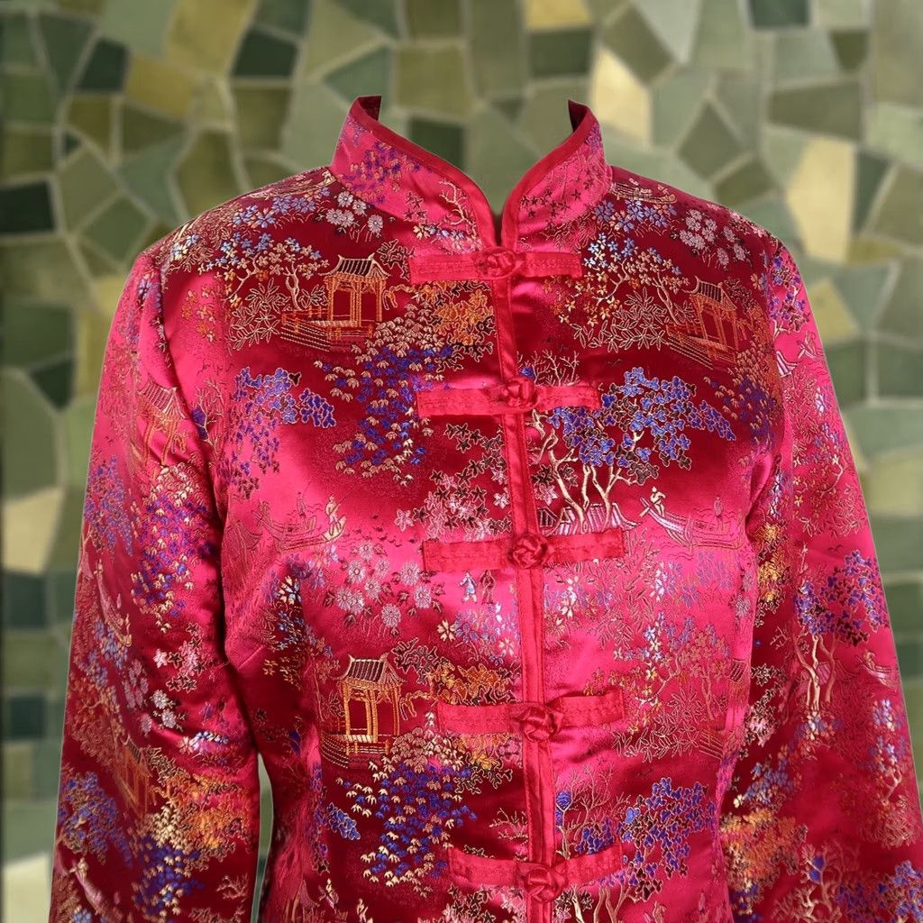 Old Navy VINTAGE Old Navy Pink Satin Embroidered Asian-Inspired Jacket M Women's Short Sleeve Silk? Nylon? (Note: Please verify fabric) Size M / US 6-8 / IT 42-44 - 1 Thumbnail