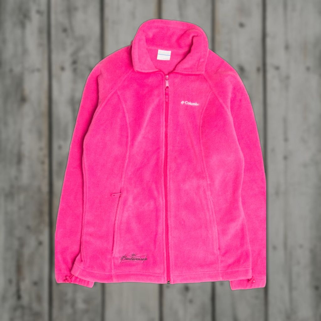 Budweiser VINTAGE Columbia Fleece Zip Up Jacket Shirt Small Womens Pink Hot Pink Embroidered Budweiser 80s 90s Ragstock Brand Size US S / EU 44-46 / 1 - 1 Thumbnail