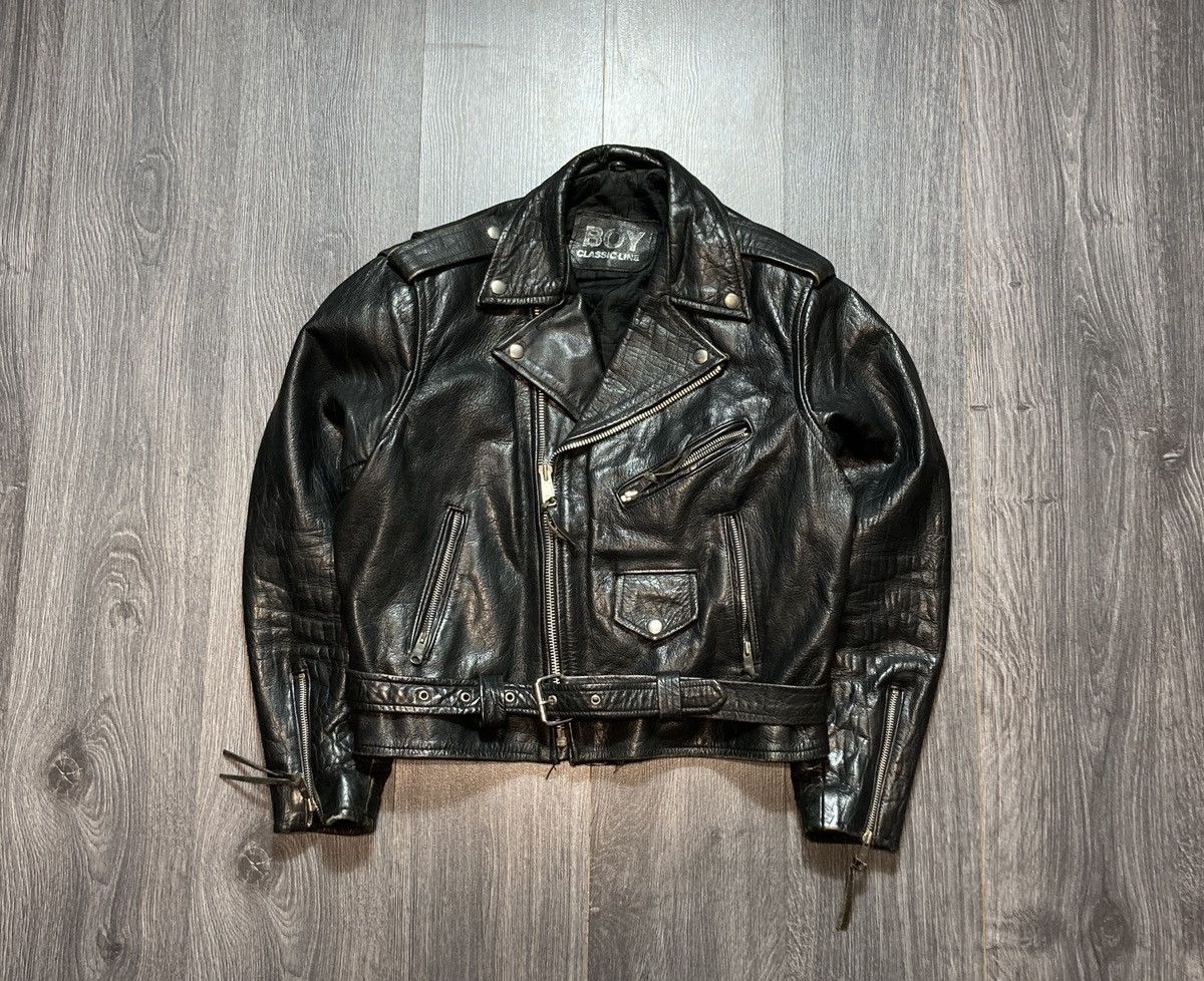 Boy London 90s Vintage Leather Bike Cropped Jacket Harley style Size US S / EU 44-46 / 1 - 1 Thumbnail
